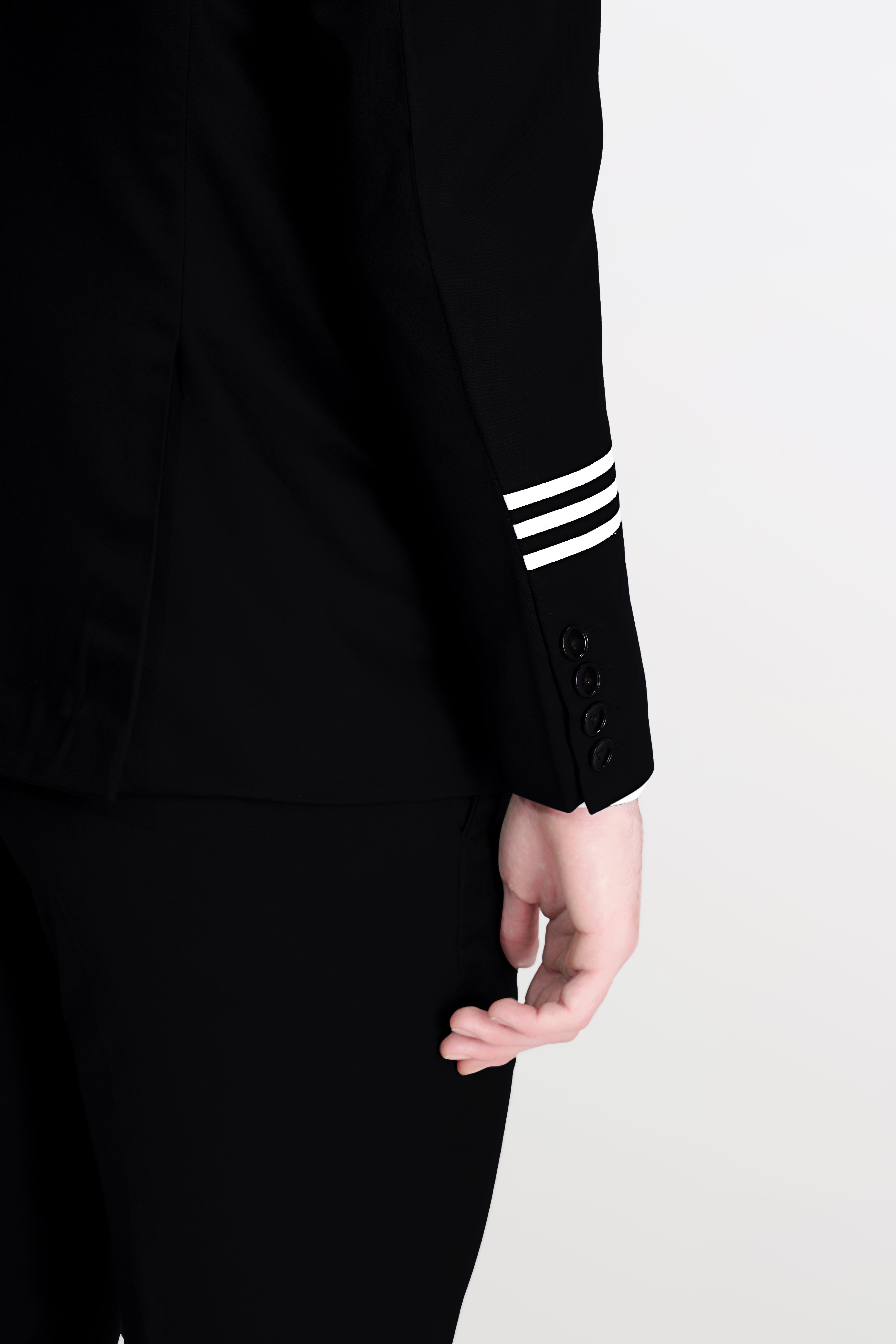 Jade Black Pilot Patterned Premium Linen Suit