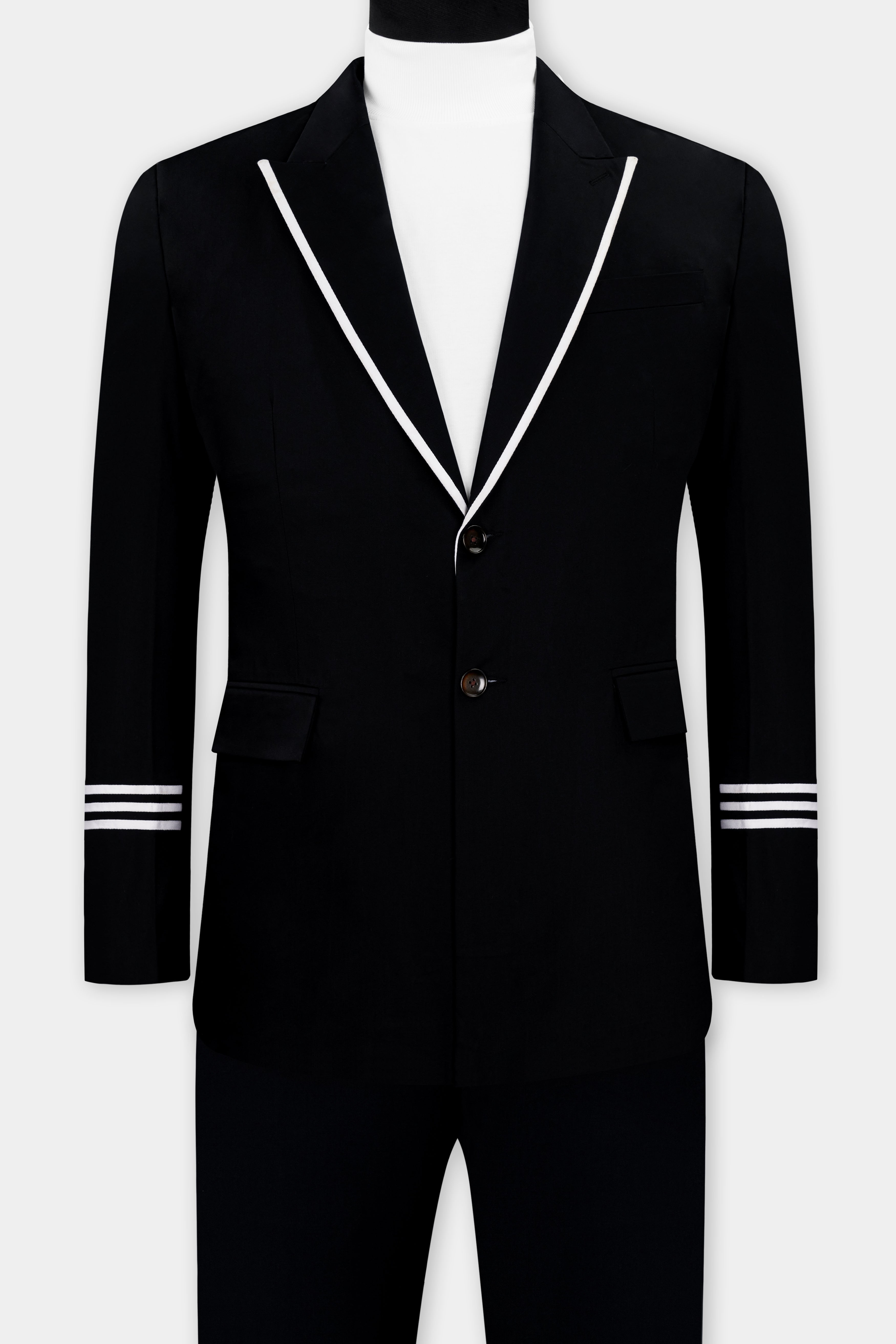 Jade Black Pilot Patterned Premium Linen Suit