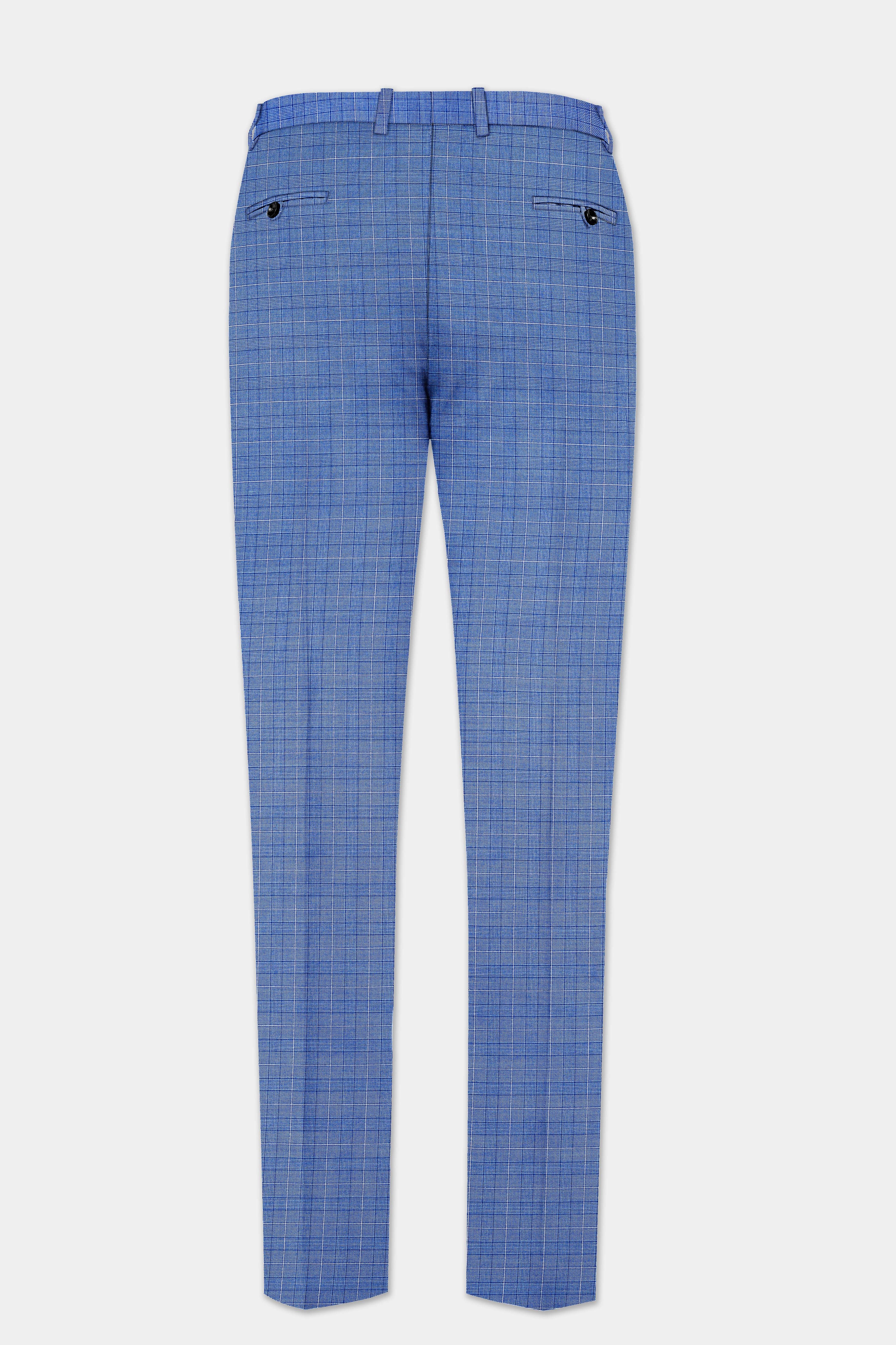 Indigo Blue Plaid Wool Rich Double Breasted Suit