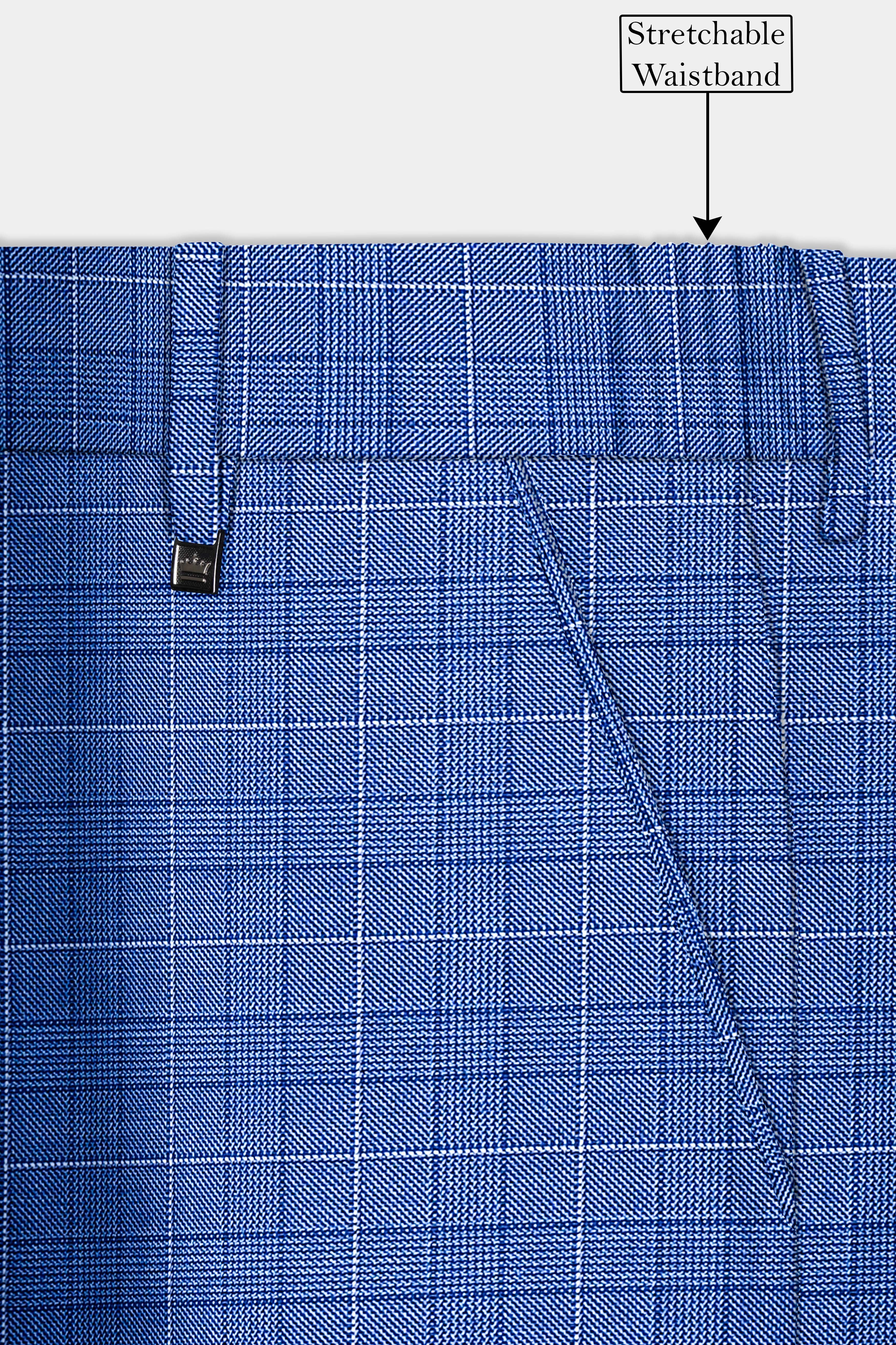 Indigo Blue Plaid Wool Rich Double Breasted Suit