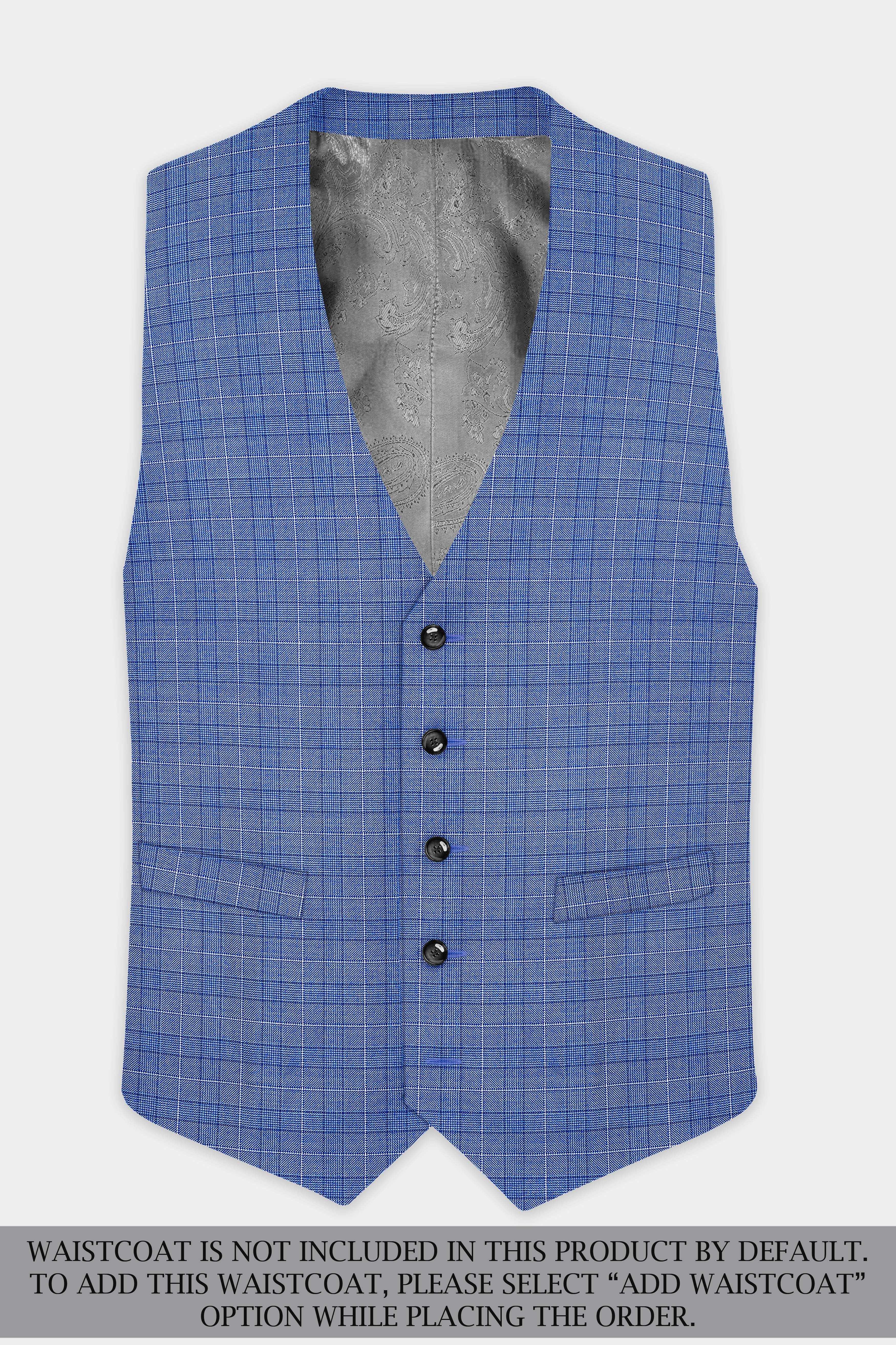 Indigo Blue Plaid Wool Rich Double Breasted Suit