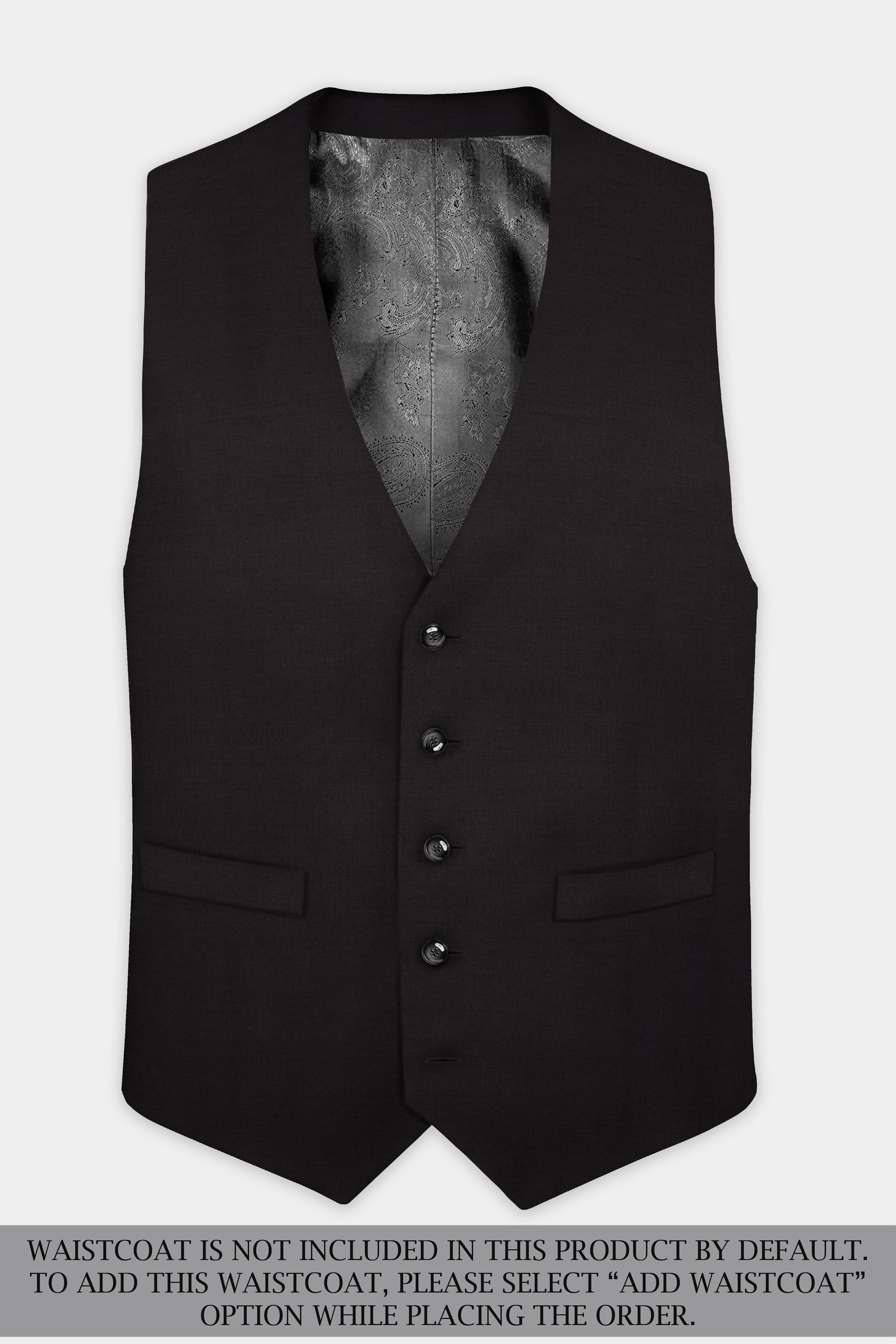 Zeus Black Solid Wool Rich Double Breasted Suit