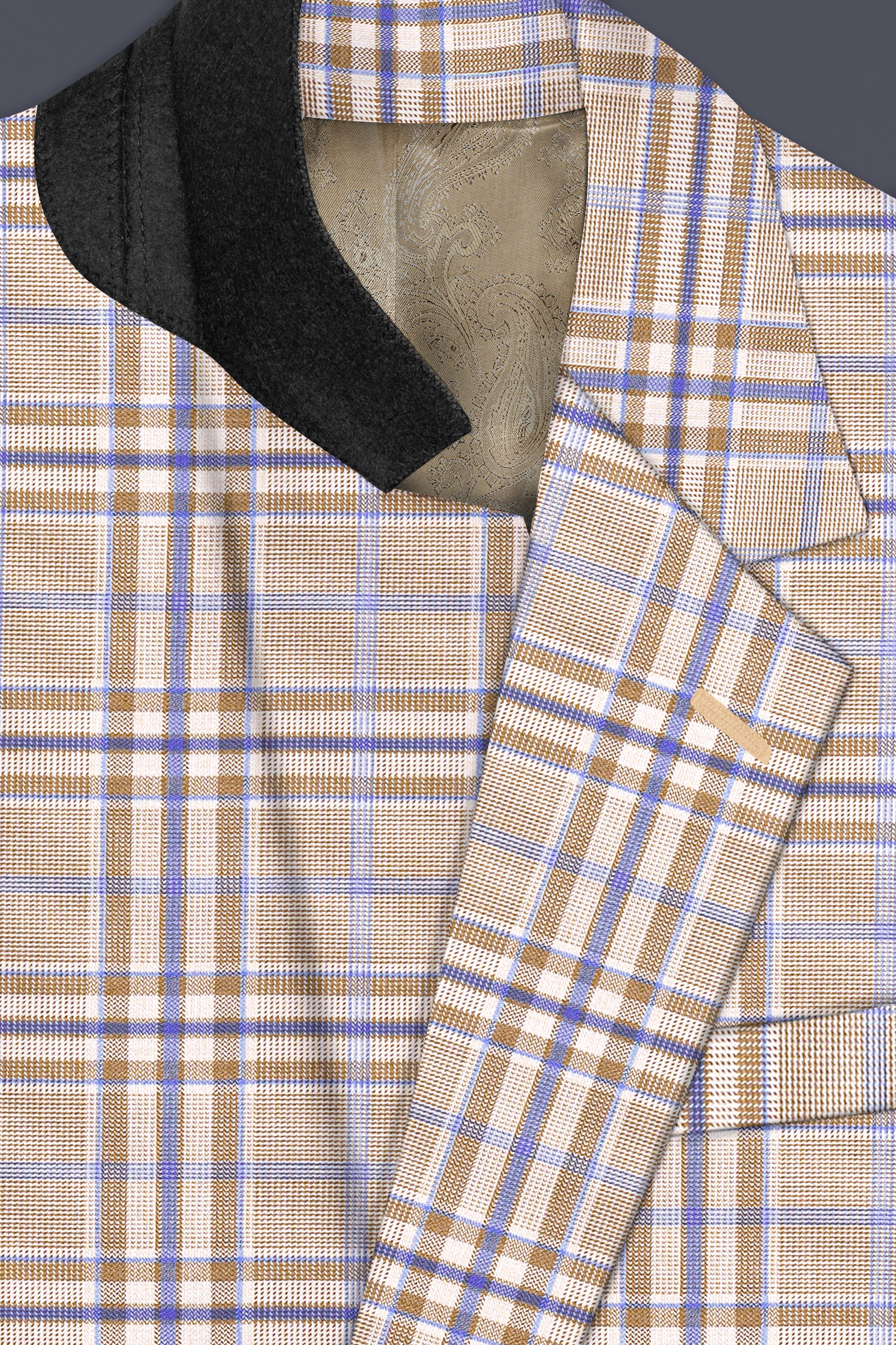 Orchid cream And Wild Blue Plaid Wool Rich Single Breasted Suit