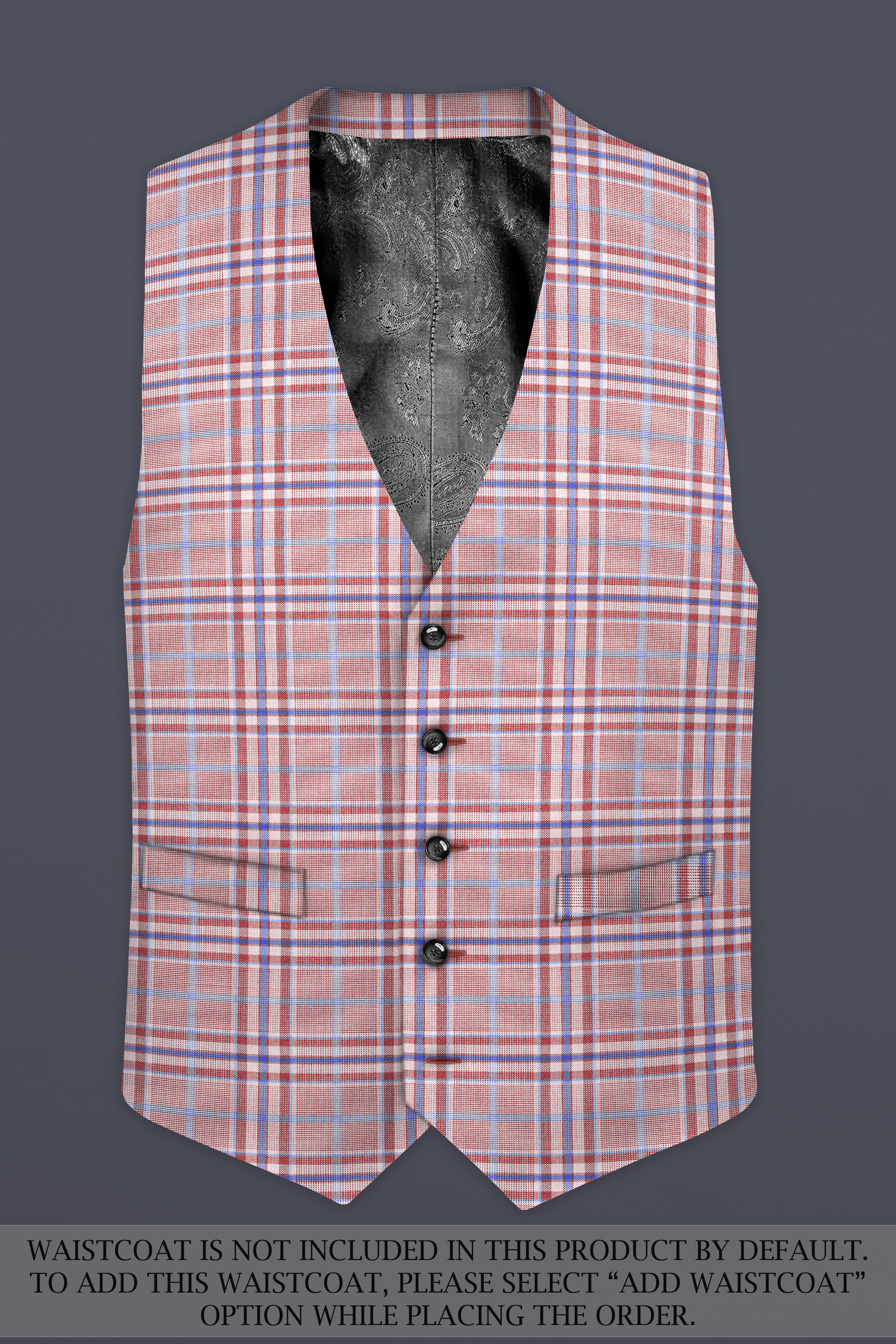 Turkish Rose Pink And Wild Blue Plaid Wool Rich Double Breasted Suit