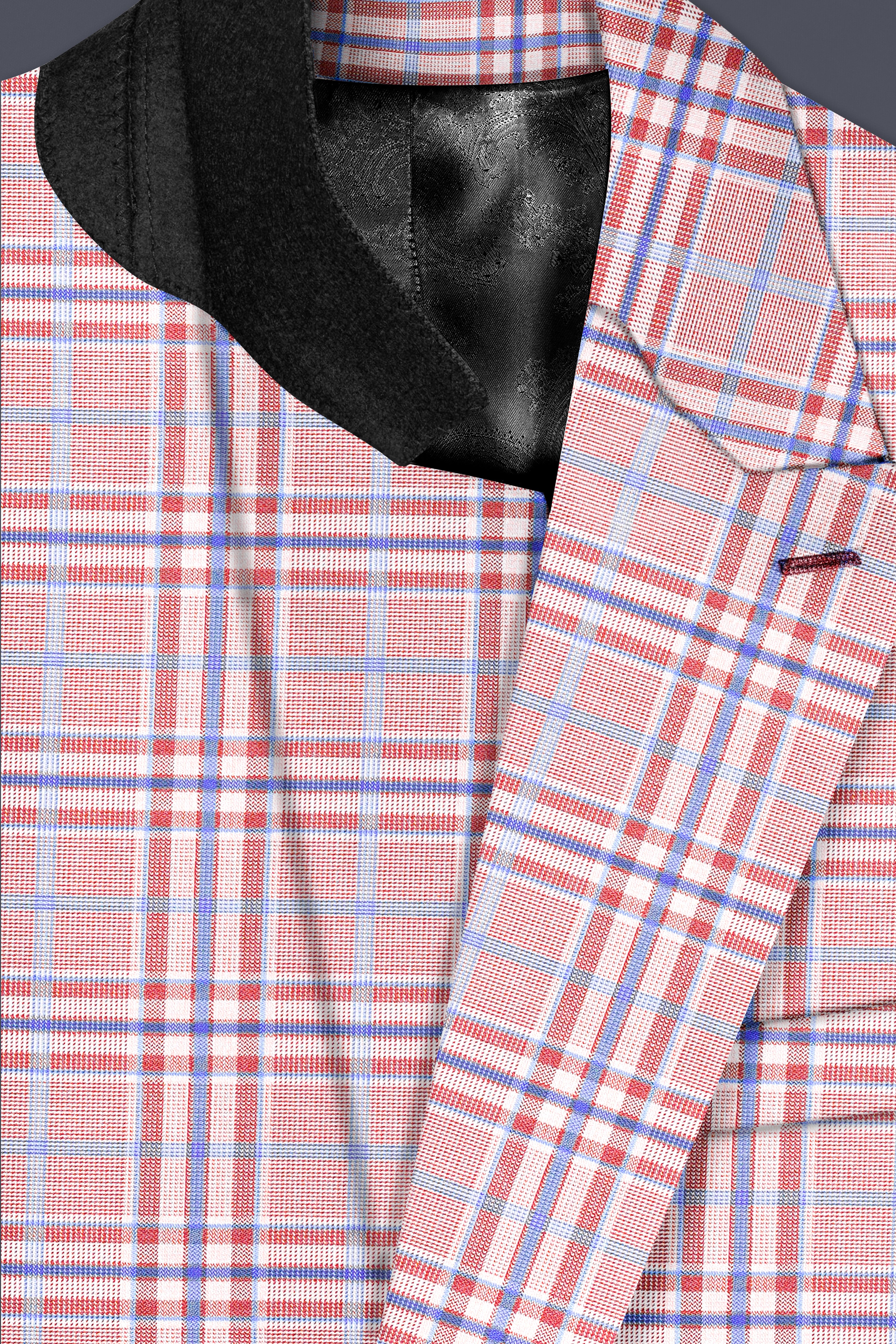 Turkish Rose Pink And Wild Blue Plaid Wool Rich Double Breasted Suit