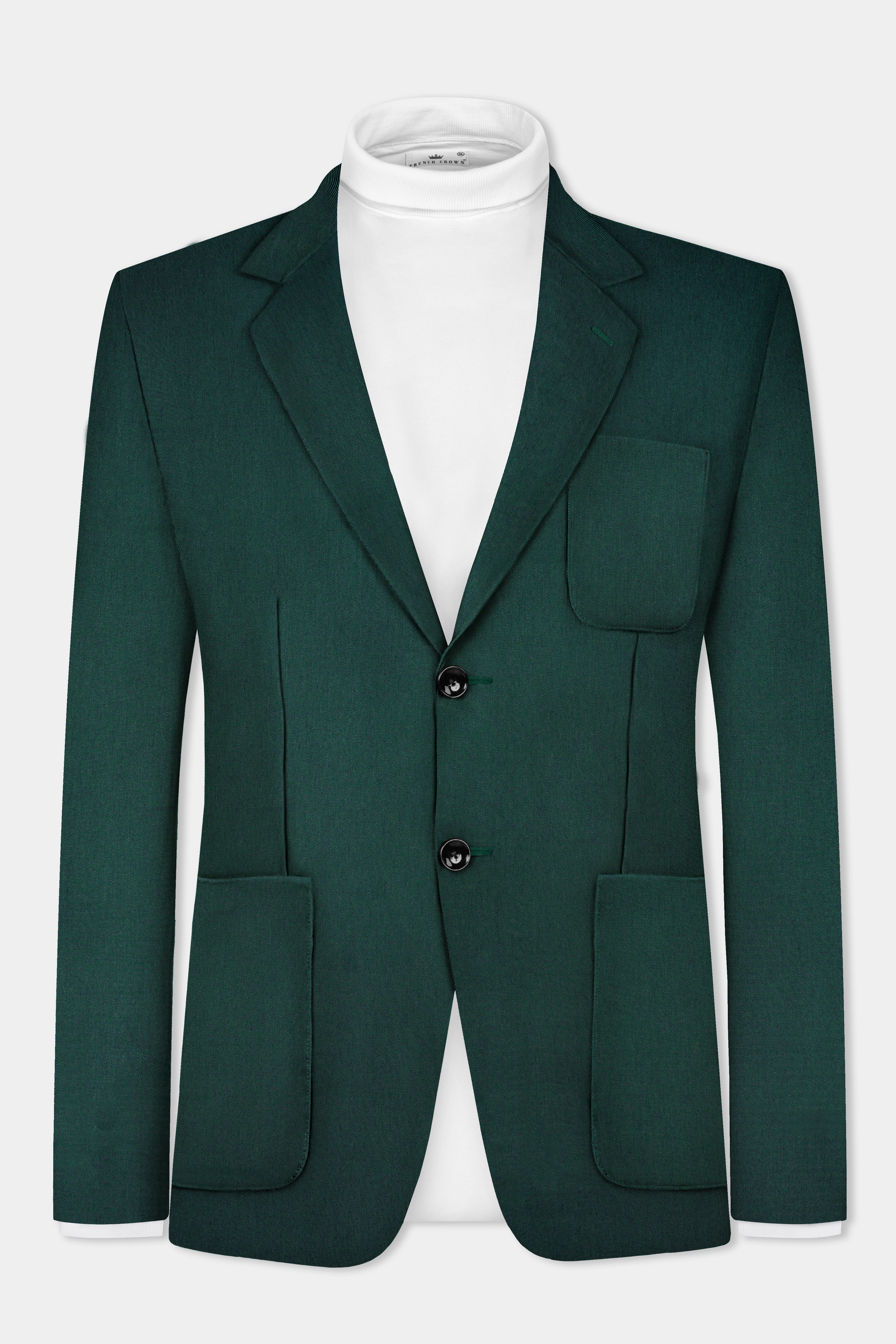 Phthalo Green Solid Cotton Single Breasted Sports Suit