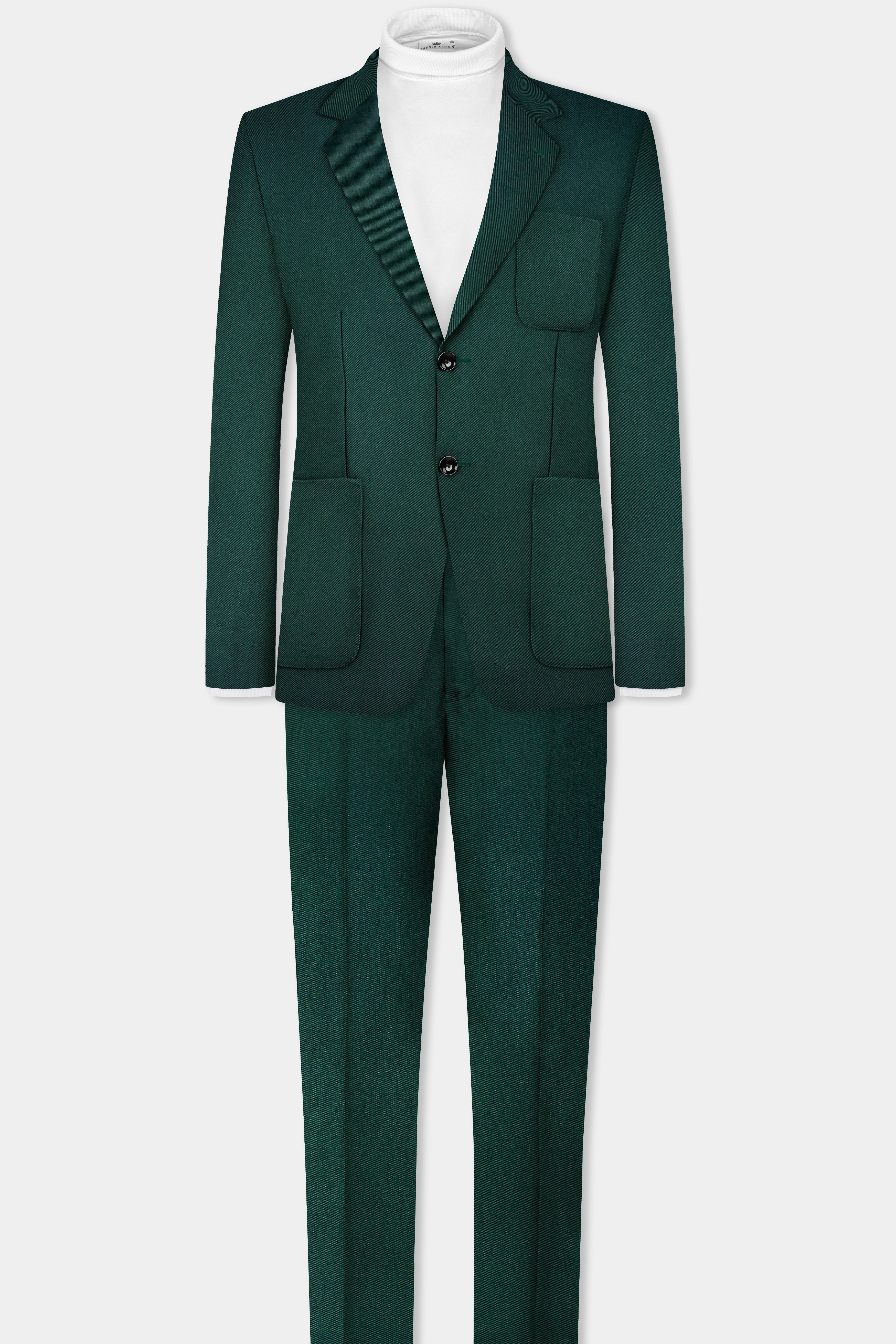 Phthalo Green Solid Cotton Single Breasted Sports Suit