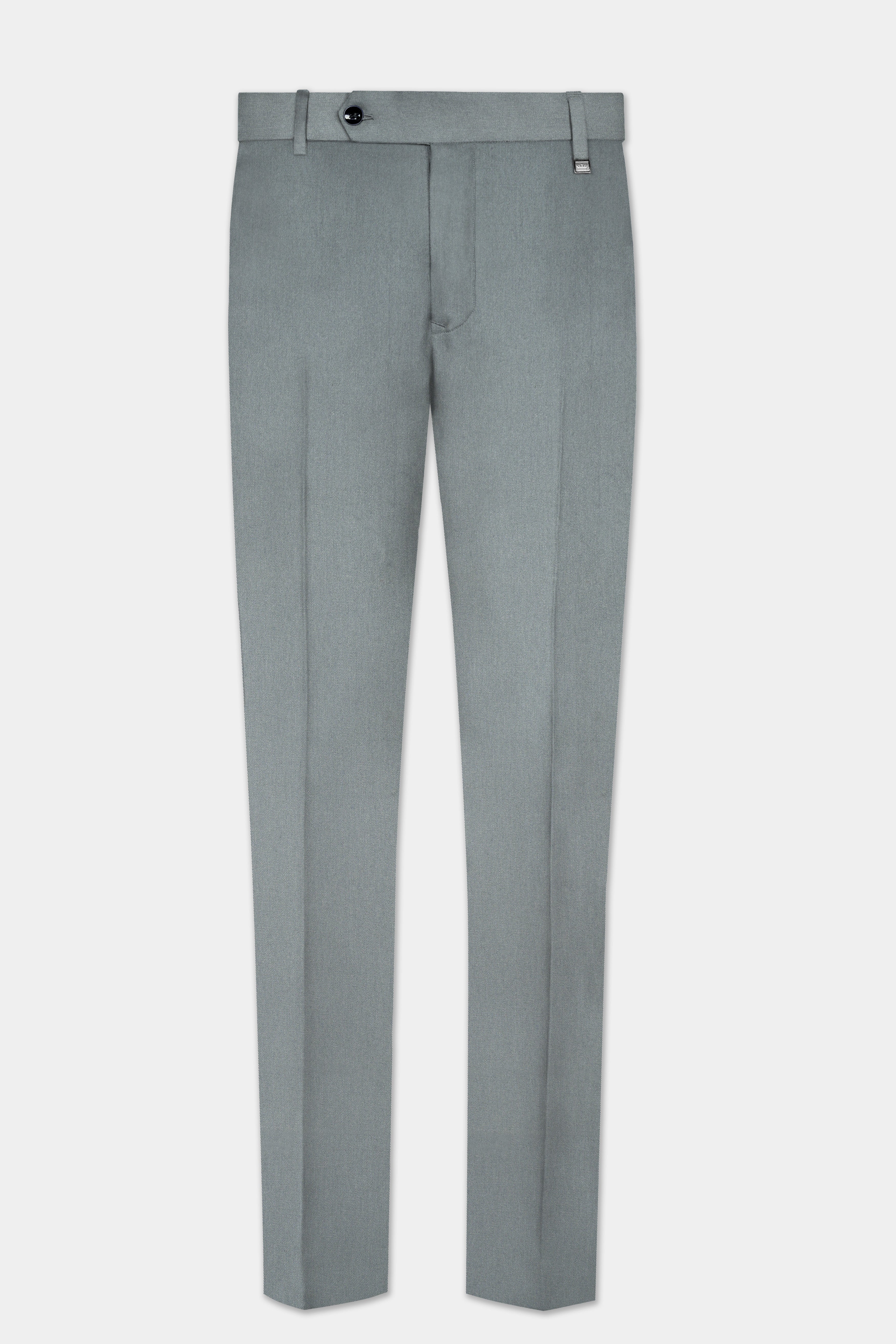 Smokey Gray Solid Cotton Belt Closure Designer Suit