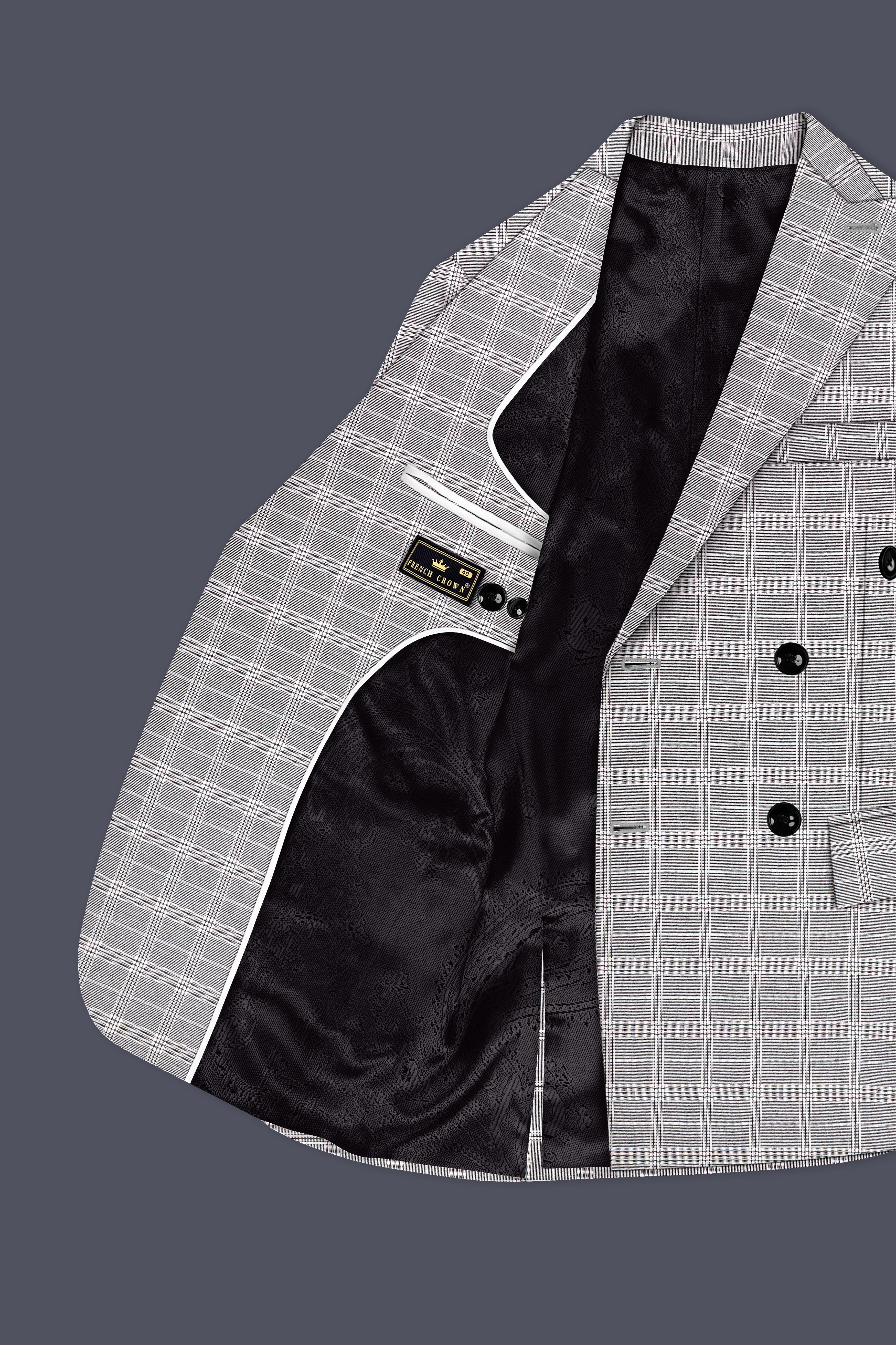 Monsoon Gray Plaid Wool Rich Double Breasted Suit