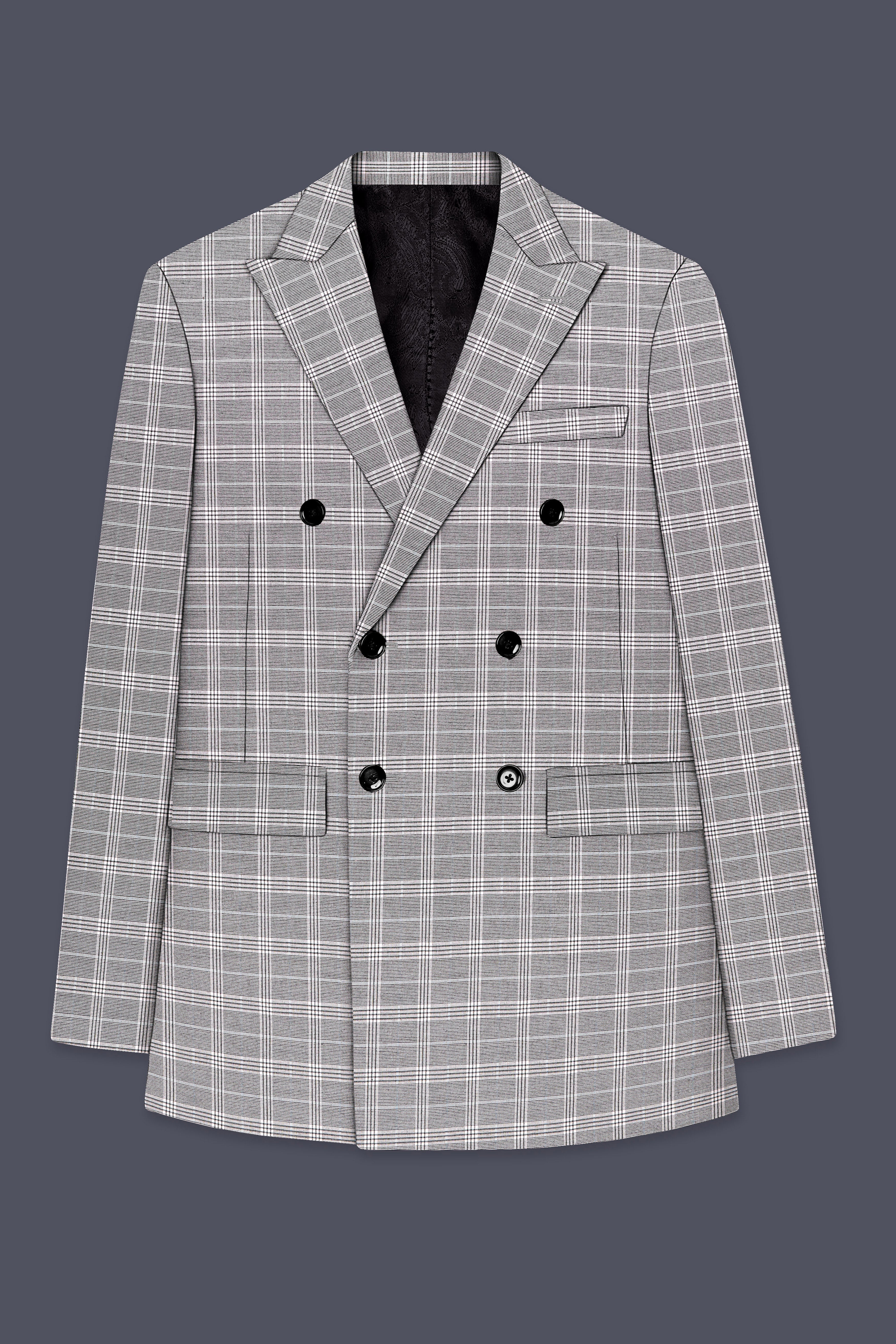 Monsoon Gray Plaid Wool Rich Double Breasted Suit