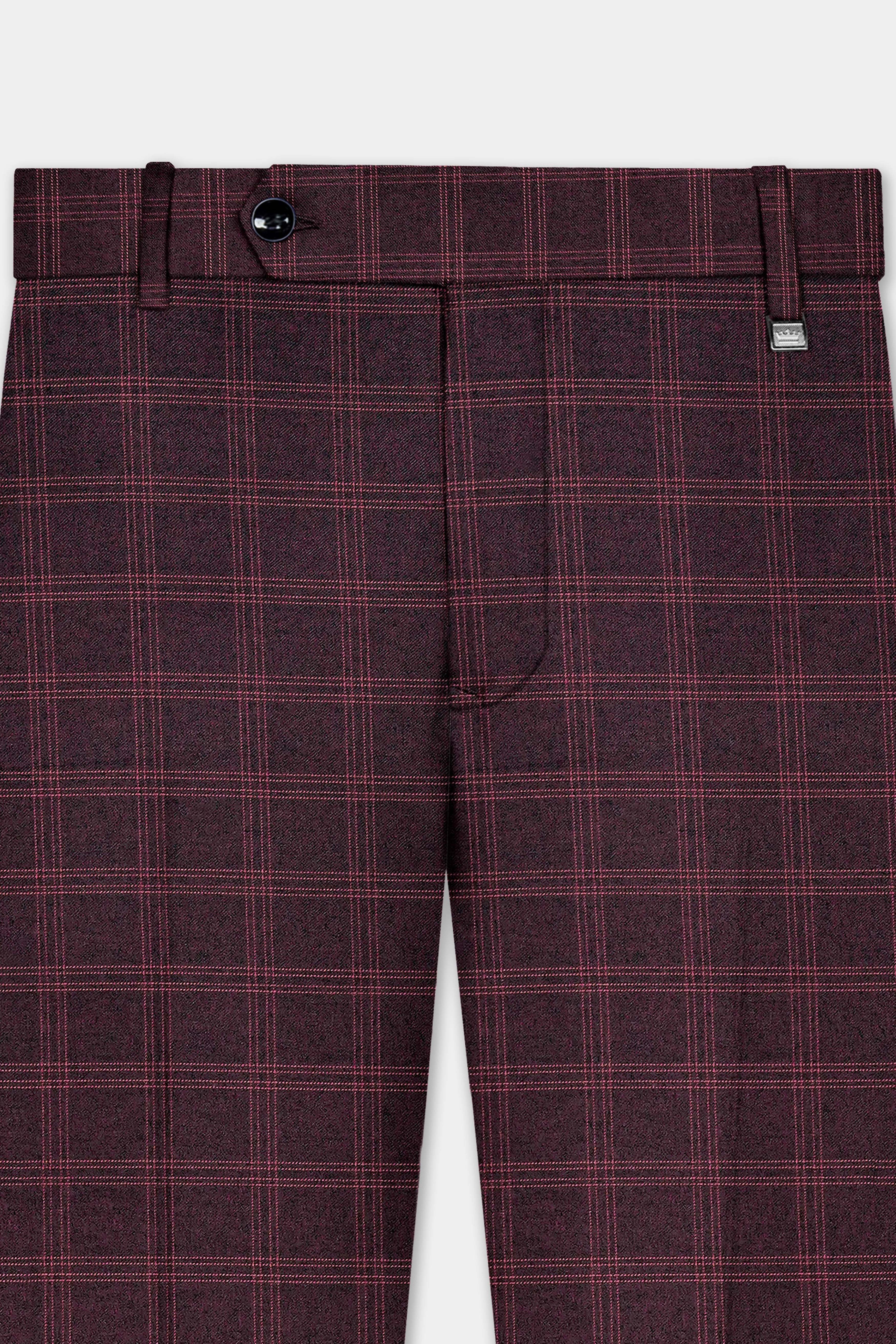 Russett Maroon Plaid Wool Rich Single Breasted Suit