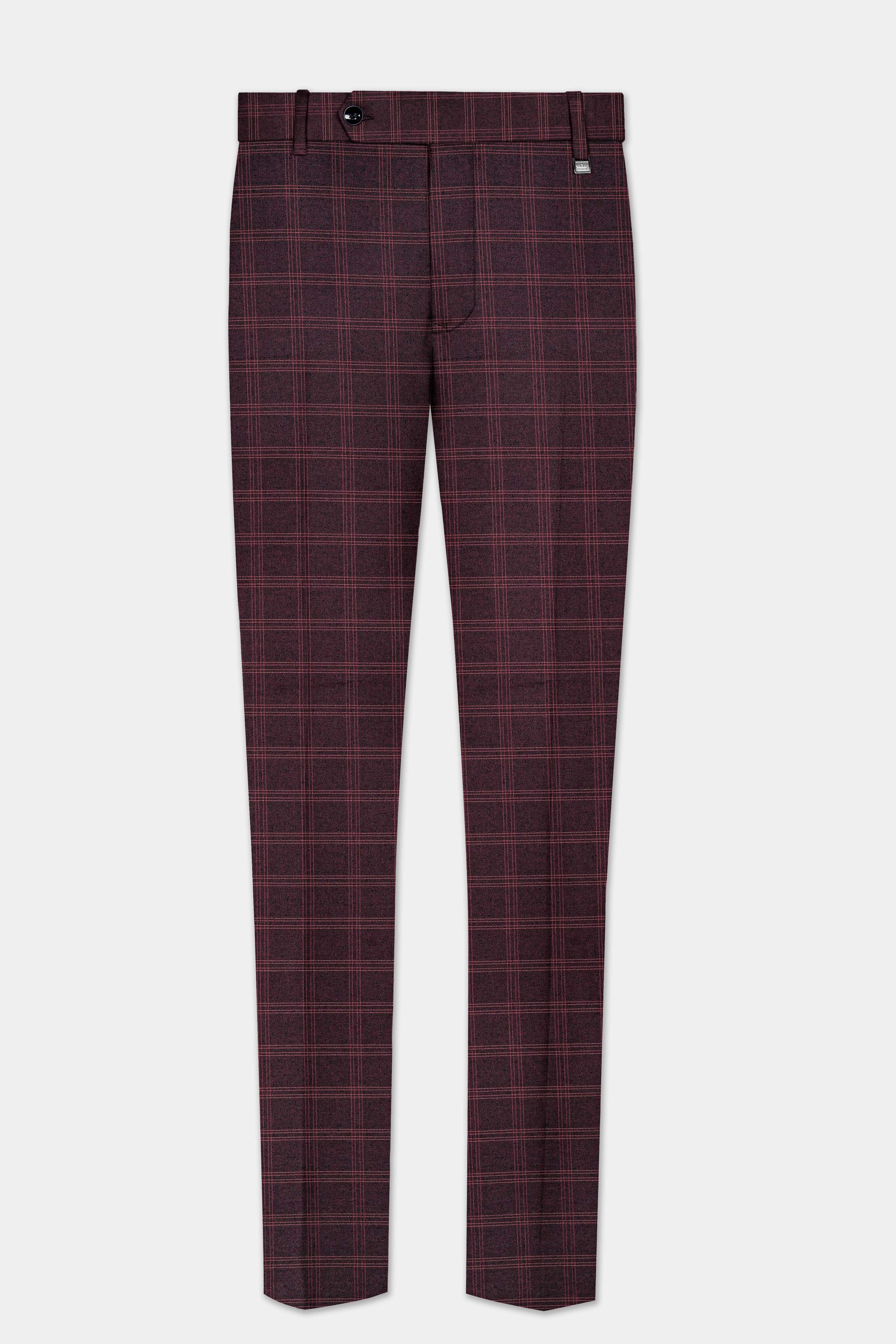 Russett Maroon Plaid Wool Rich Single Breasted Suit