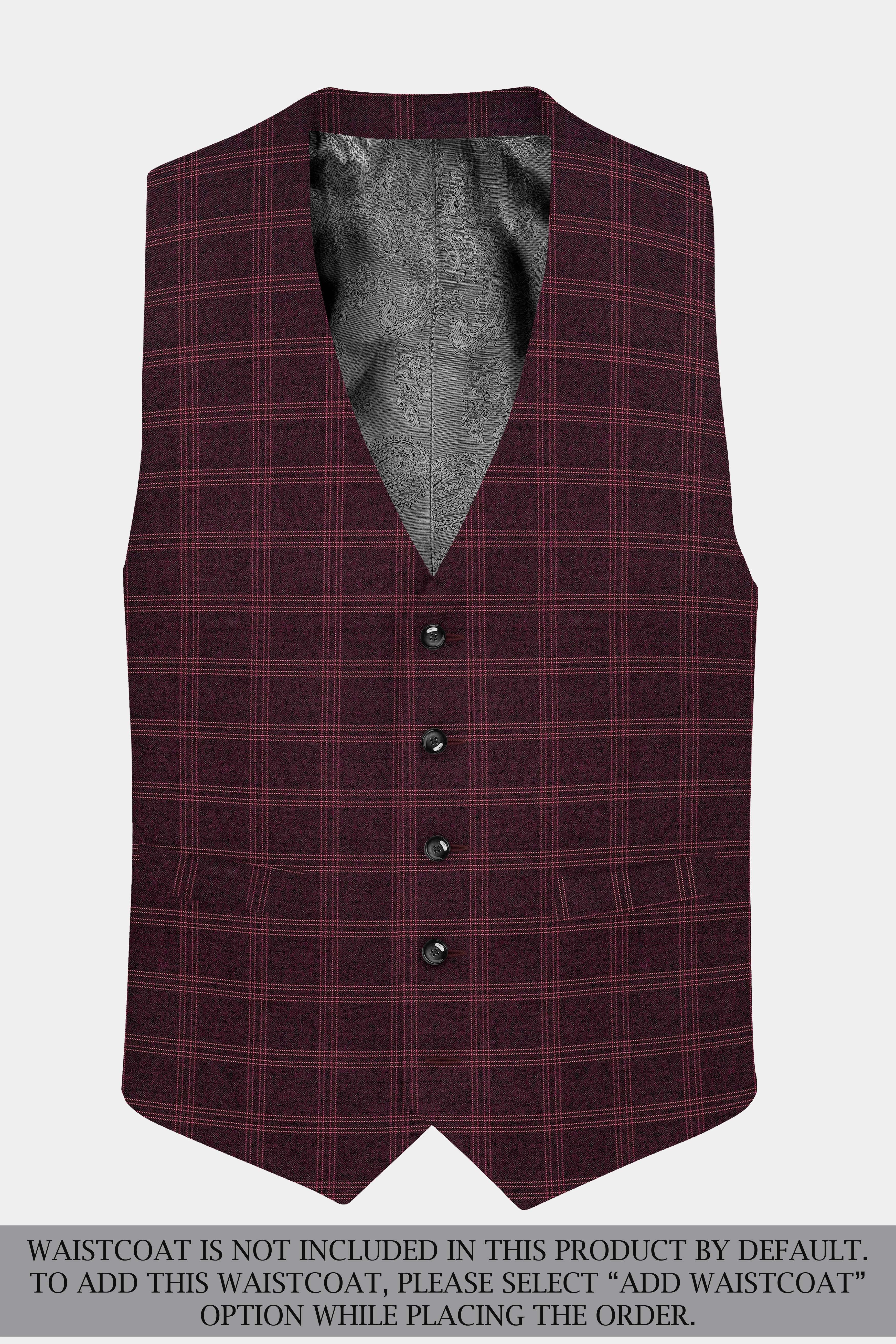 Russett Maroon Plaid Wool Rich Single Breasted Suit