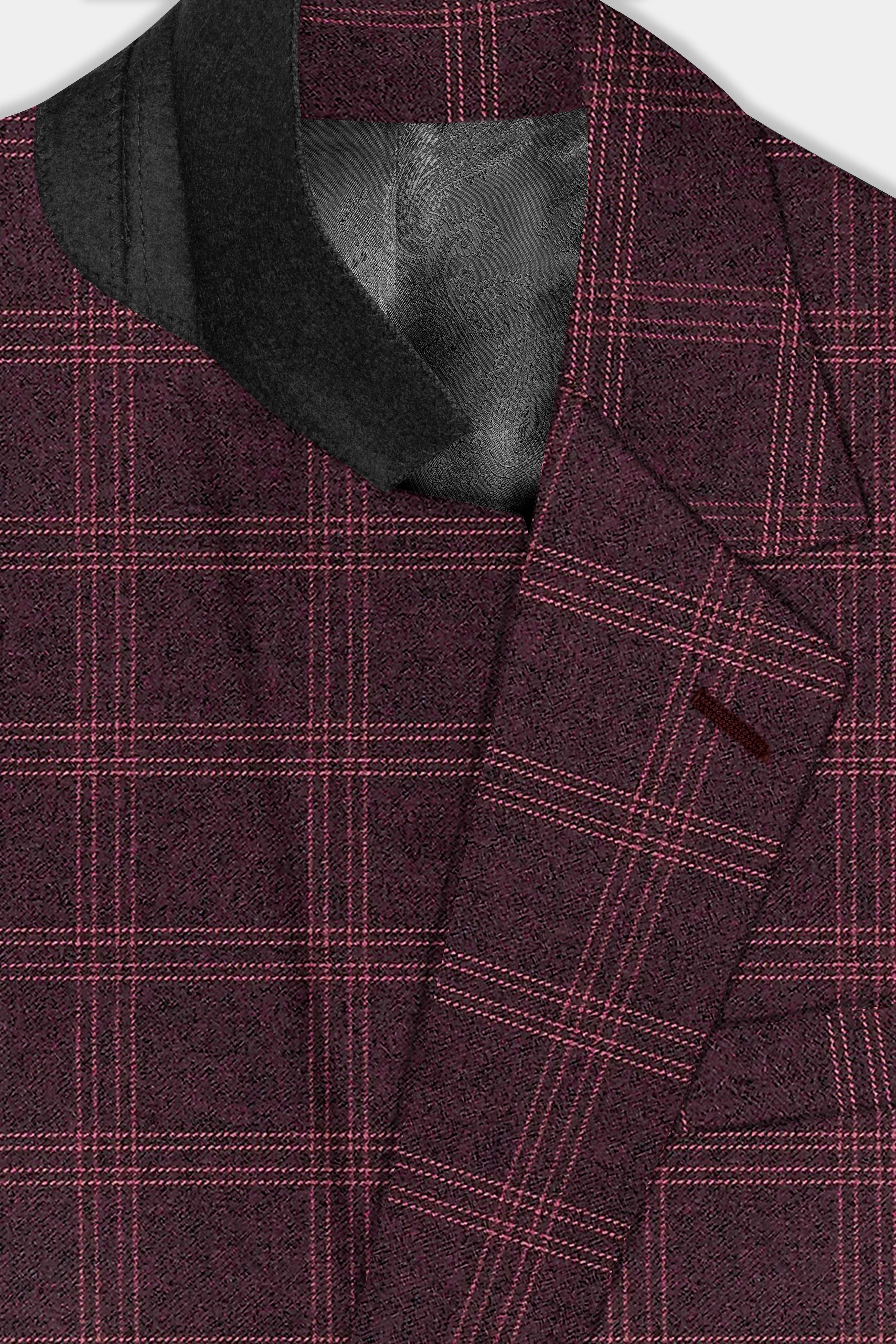 Russett Maroon Plaid Wool Rich Single Breasted Suit