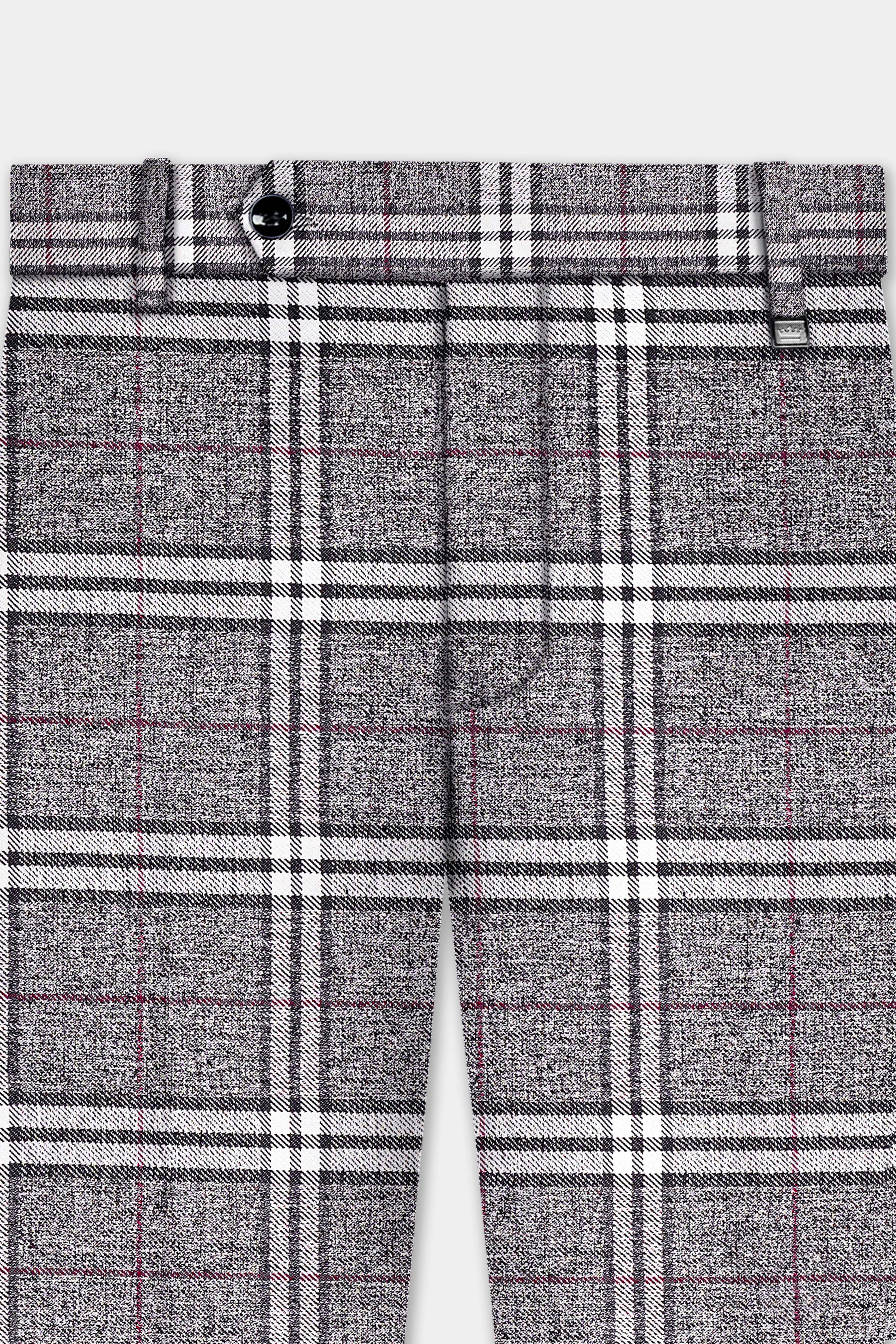 Granite Gray Plaid Wool Rich Double Breasted Suit