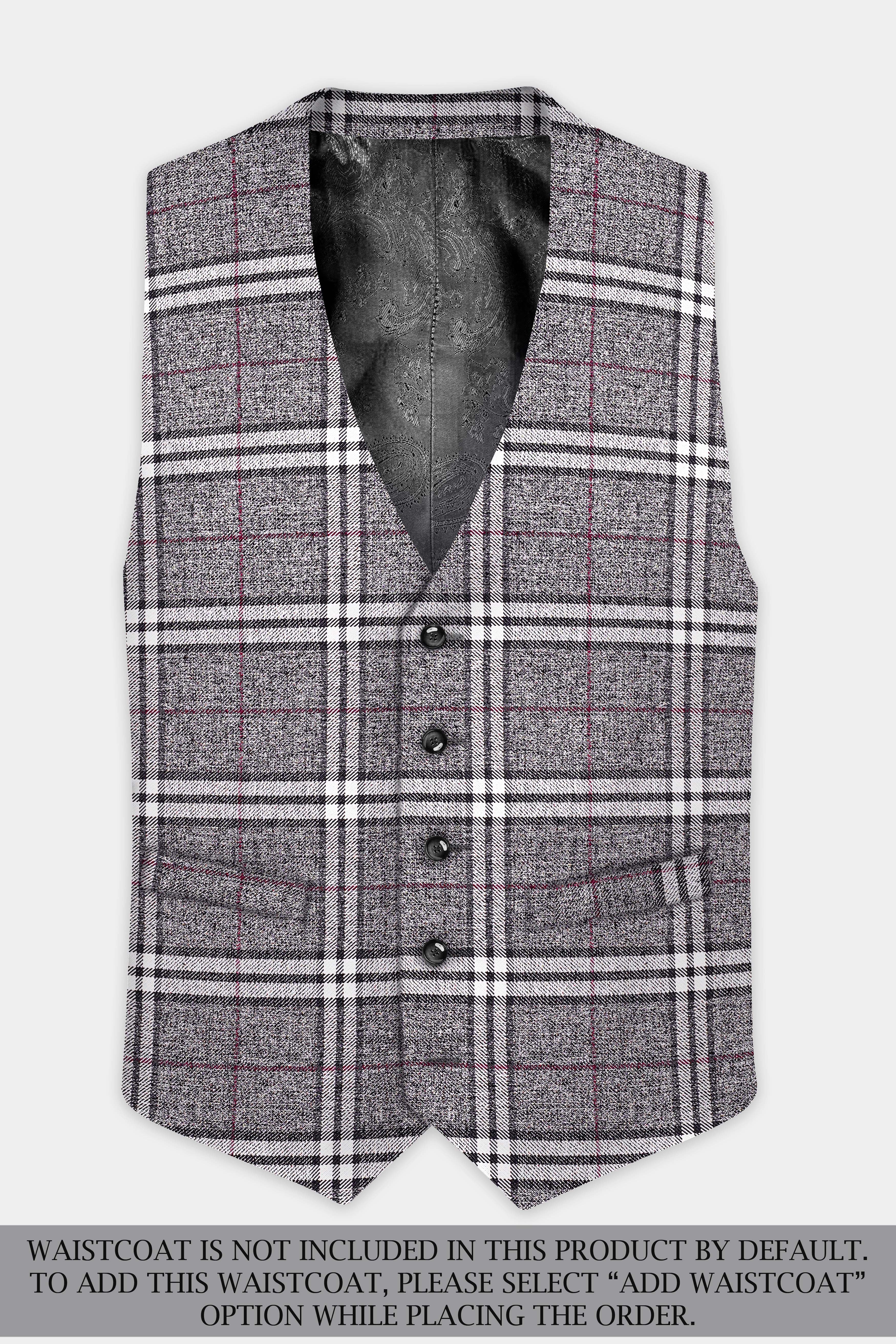 Granite Gray Plaid Wool Rich Double Breasted Suit