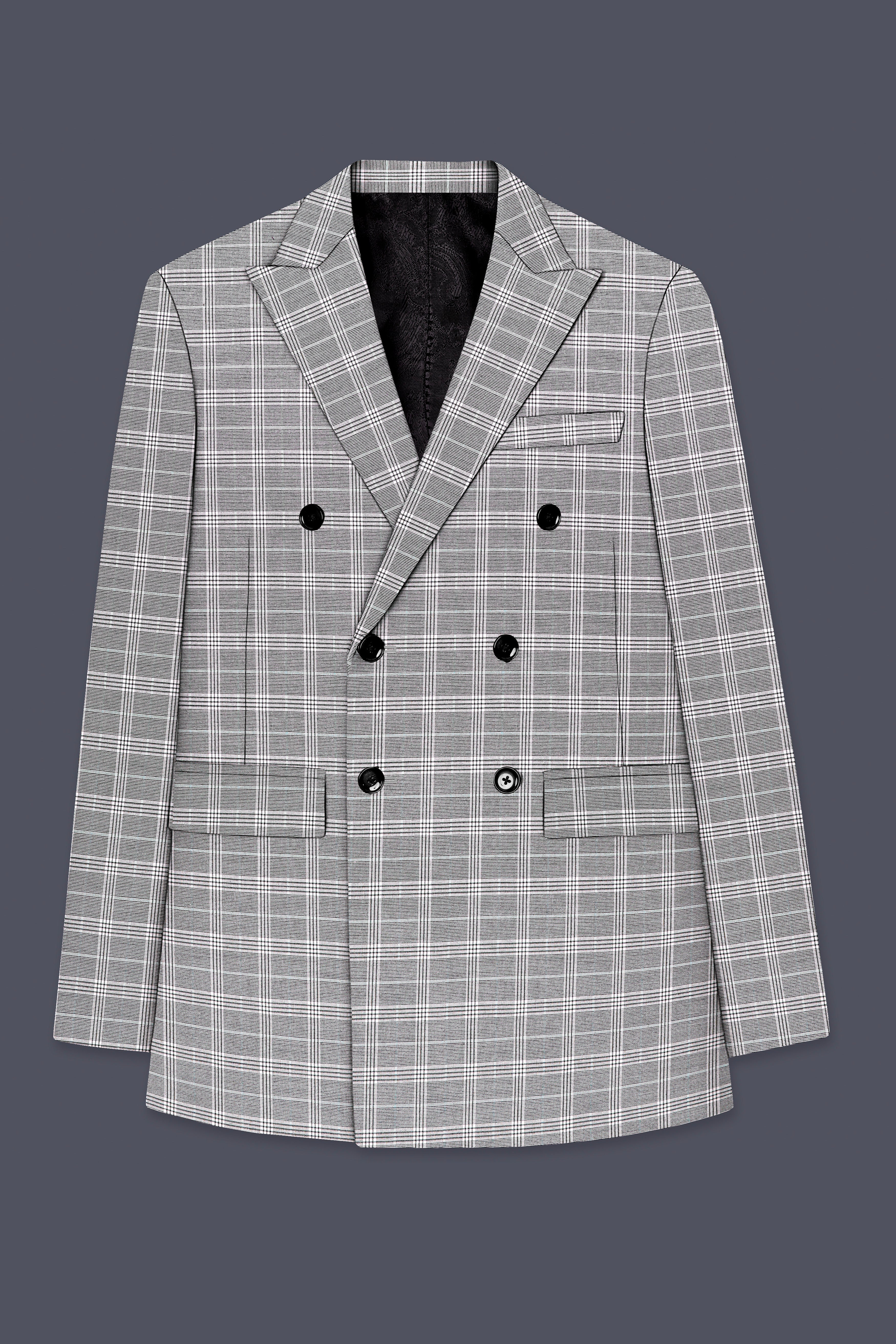 Venus Gray Plaid Wool Rich Double Breasted Suit