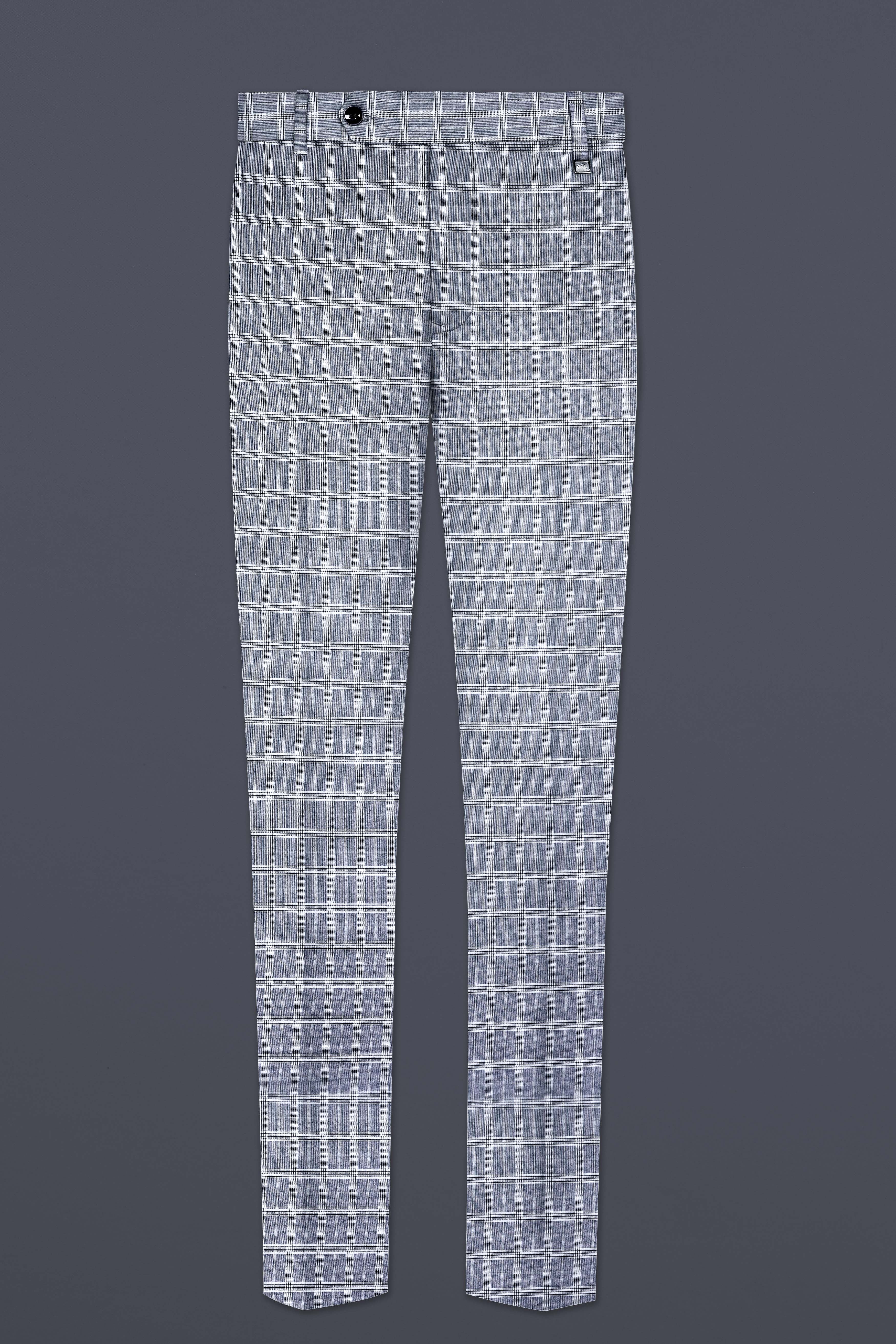 Mountain Mist Blue Plaid Wool Rich Double Breasted Suit