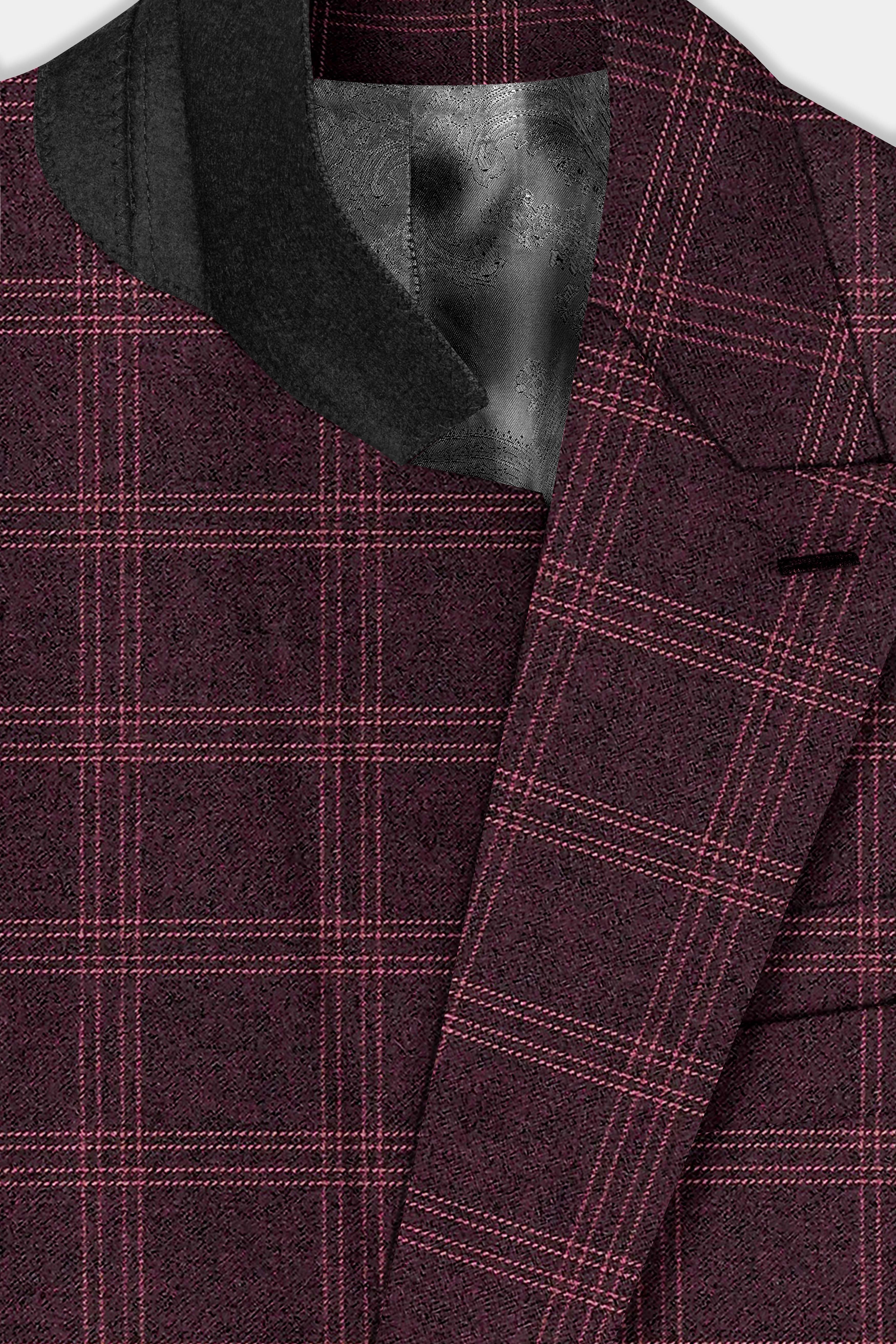 Russett Maroon Plaid Wool Rich Double Breasted Suit