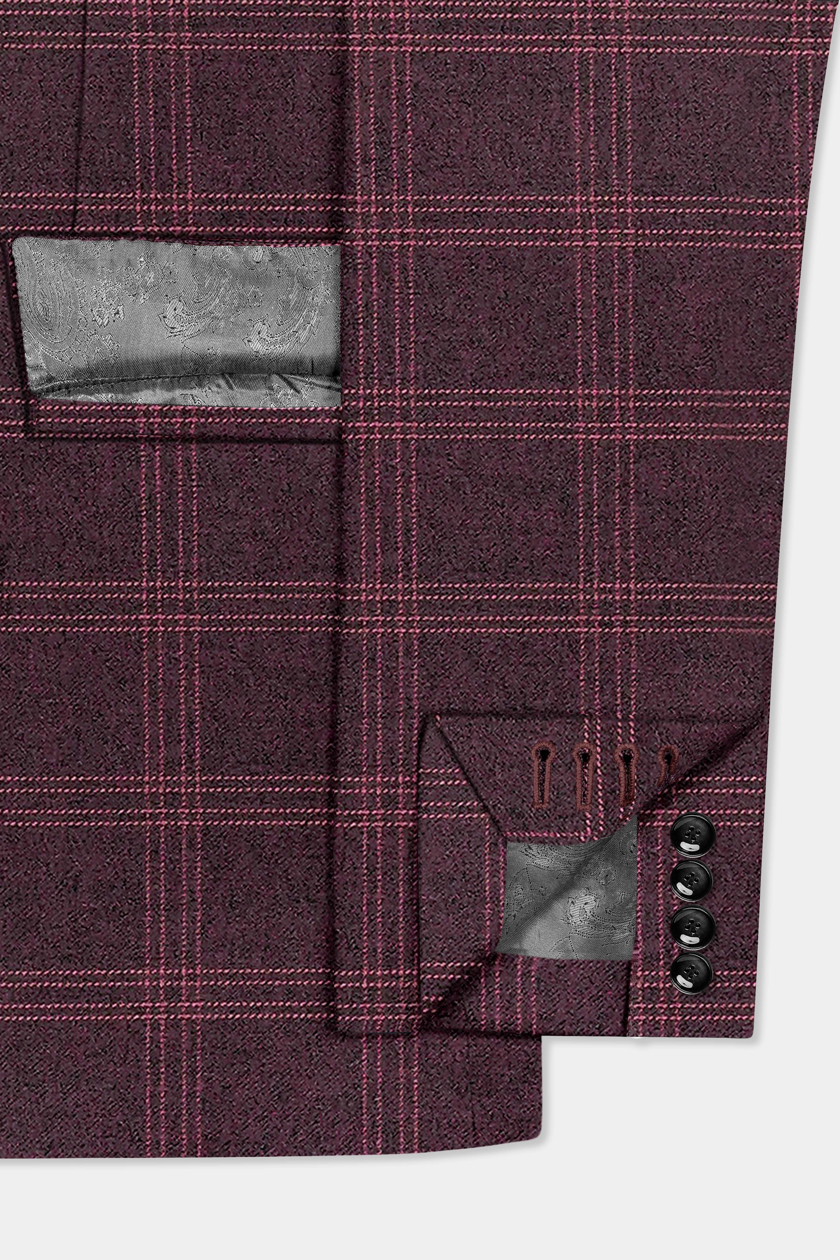 Russett Maroon Plaid Wool Rich Double Breasted Suit