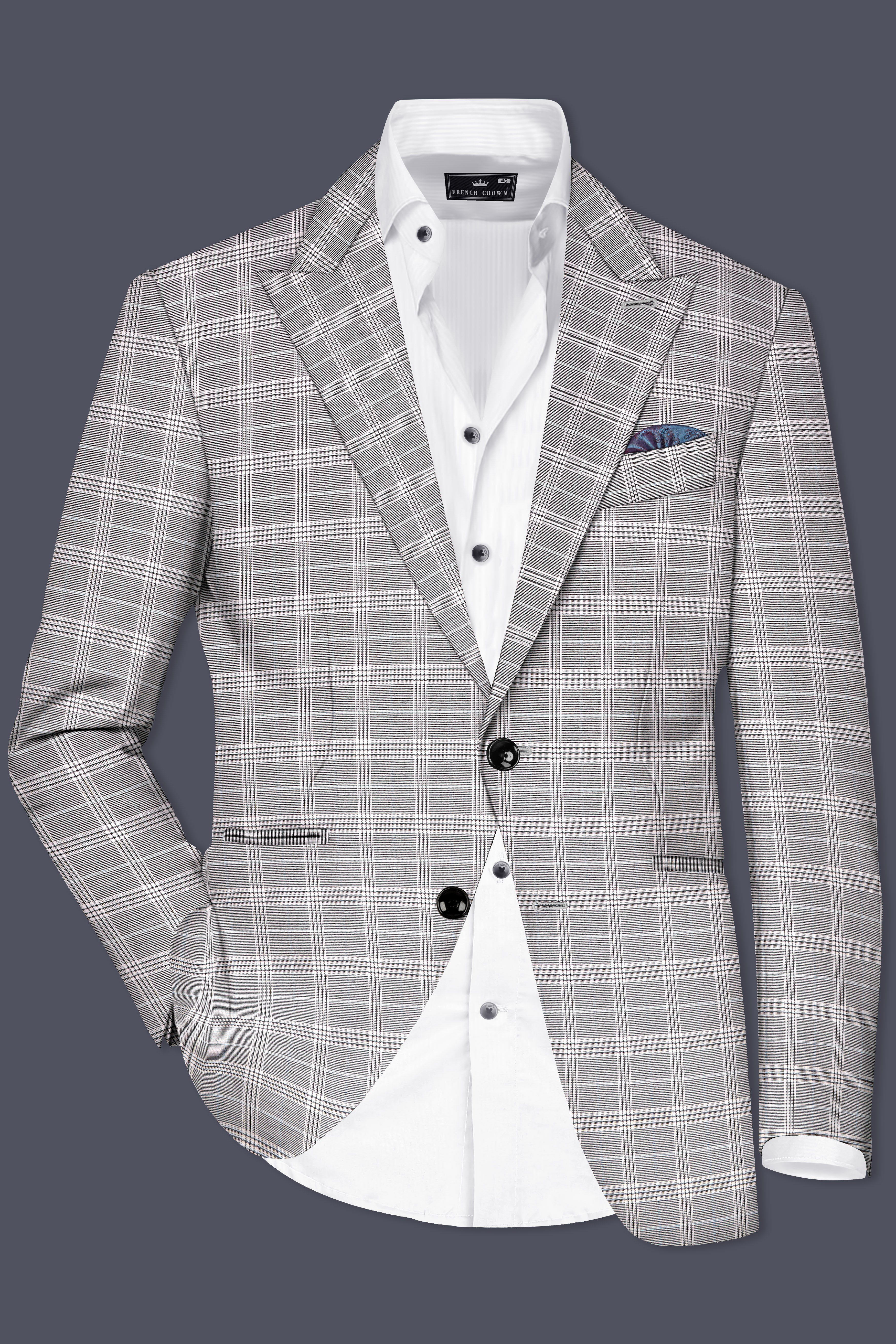 Monsoon Gray Plaid Wool Rich Single Breasted Suit