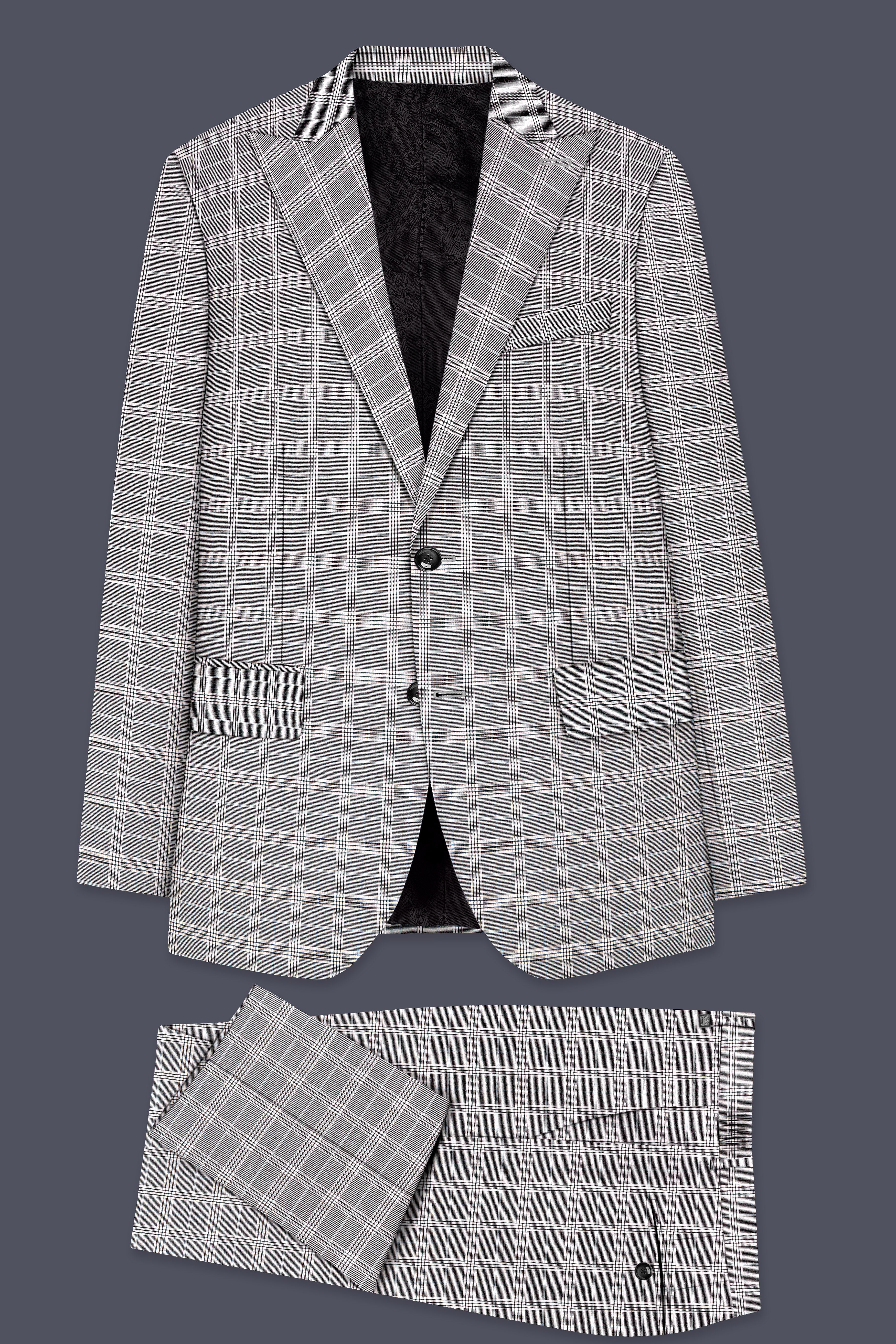 Monsoon Gray Plaid Wool Rich Single Breasted Suit