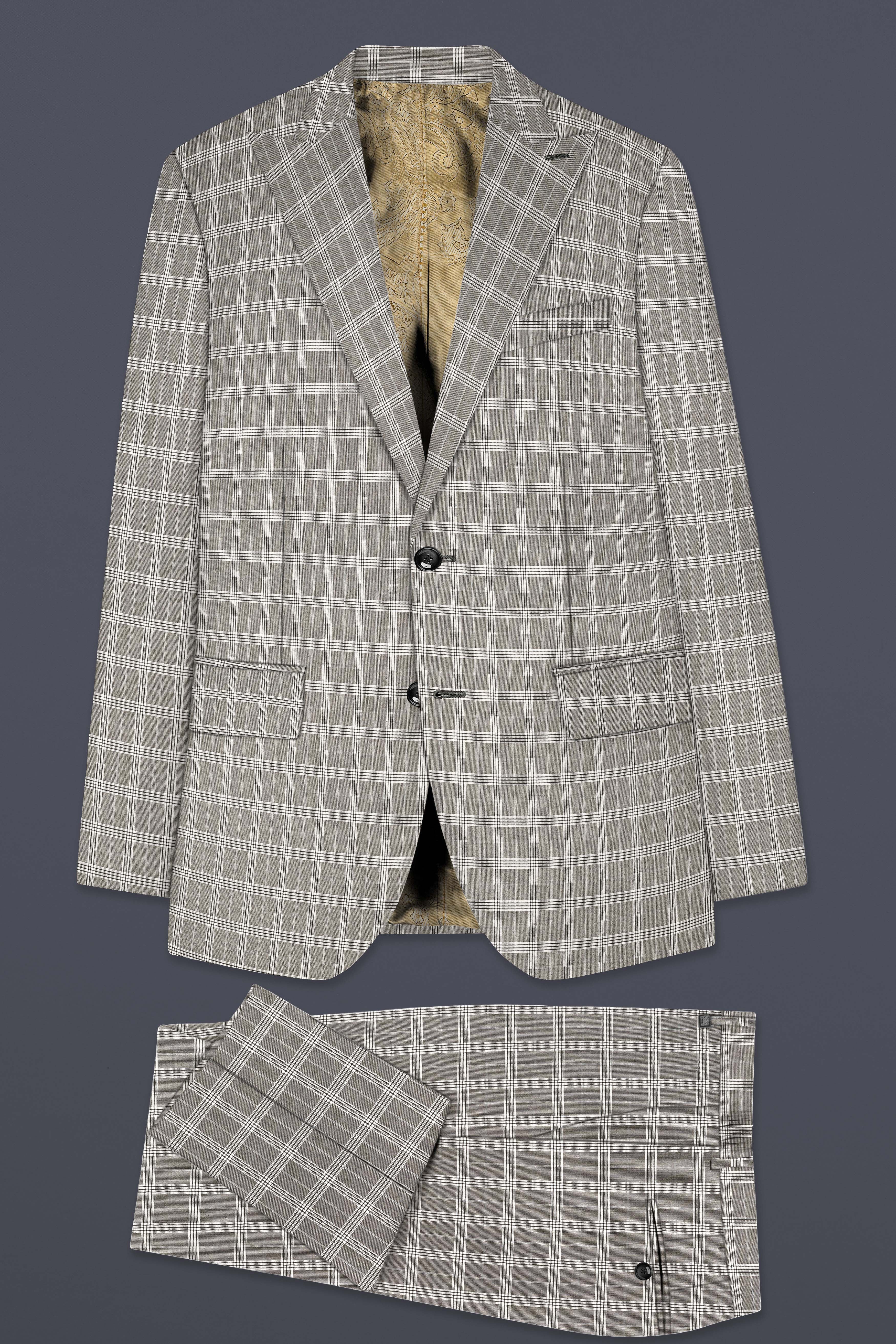 Venus Gray Plaid Wool Rich Single Breasted Suit