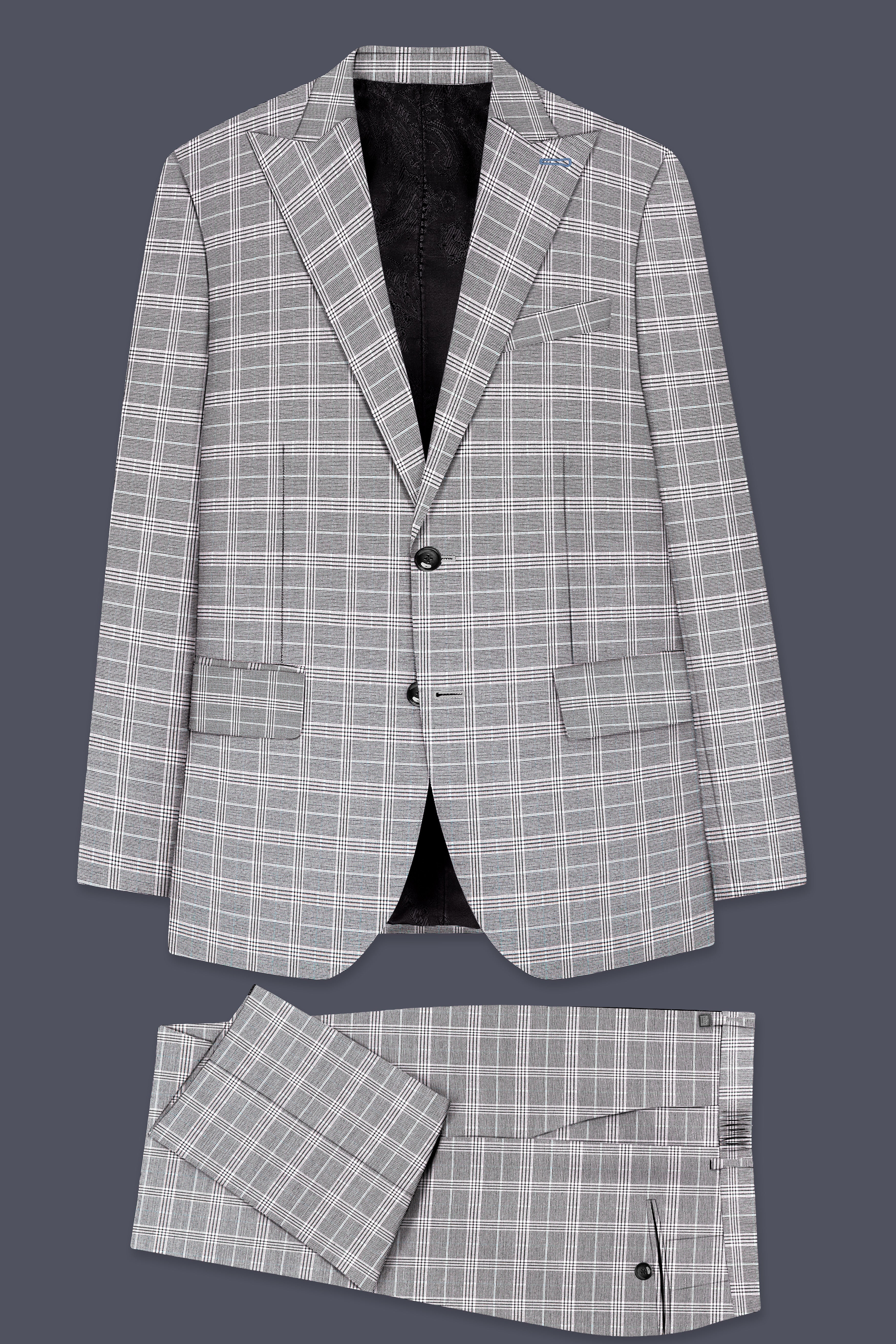 Venus Gray Plaid Wool Rich Single Breasted Suit