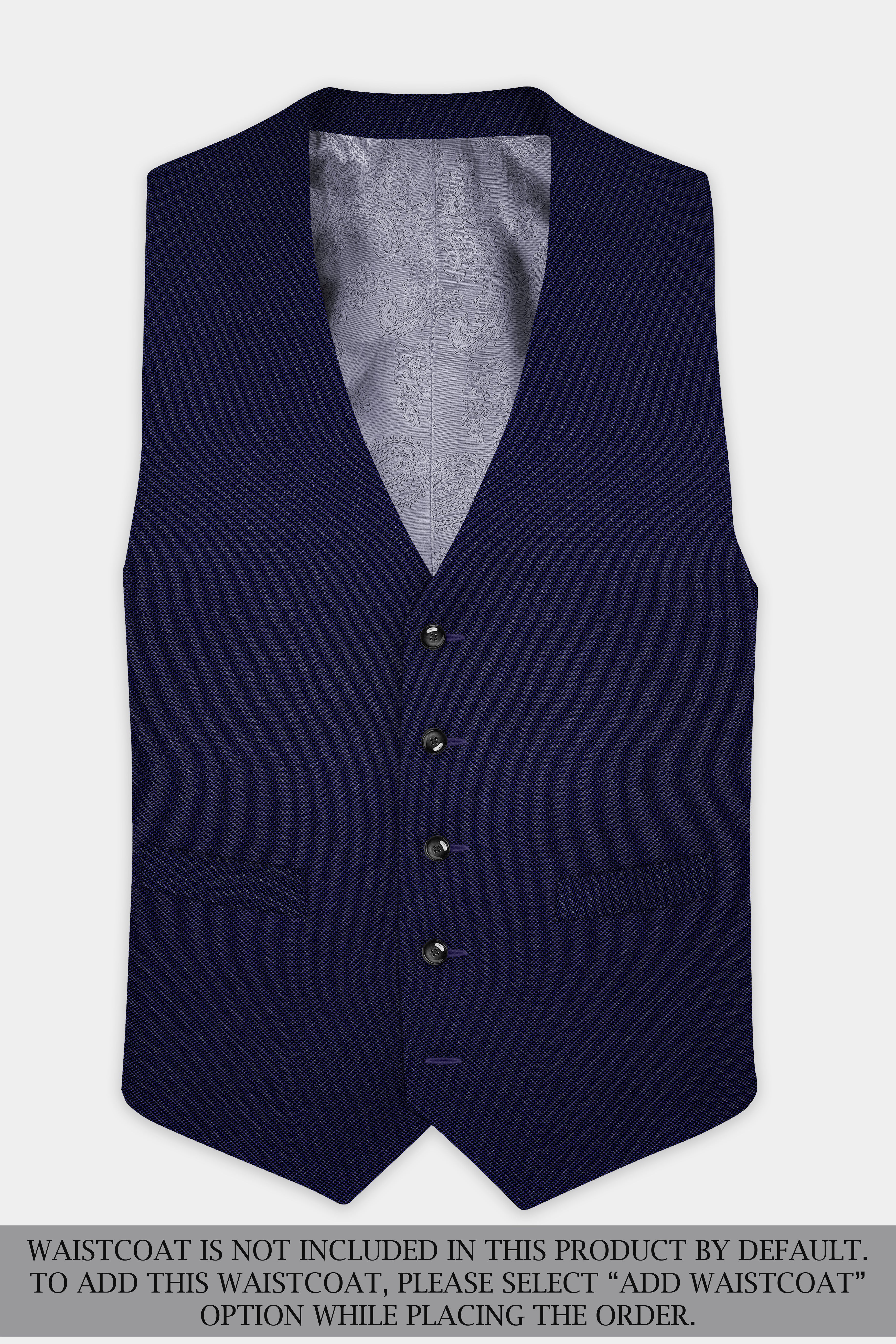 Midnight Blue Textured Wool Rich Double Breasted Suit