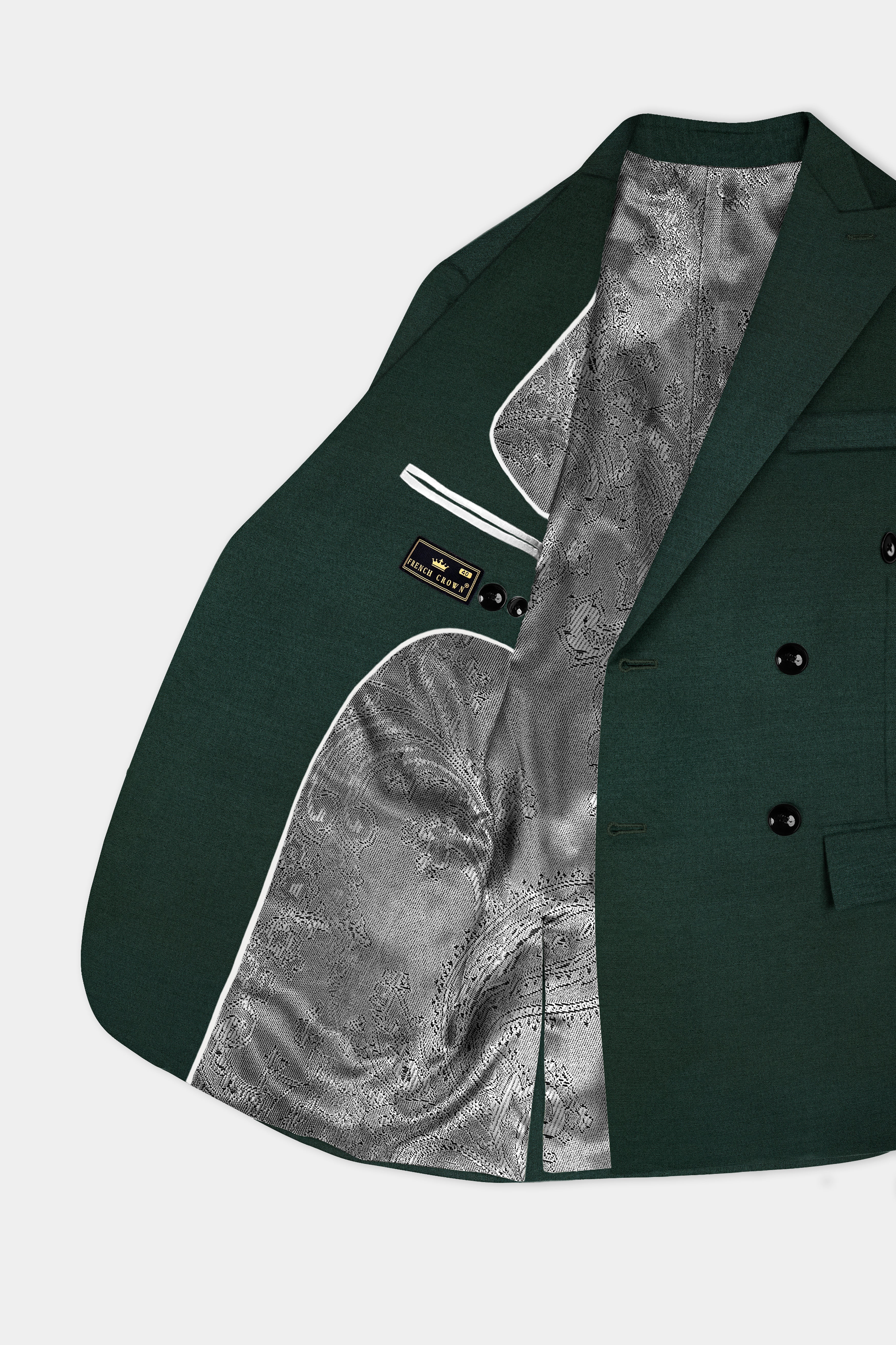 Timber Green Solid Wool Rich Double Breasted Suit