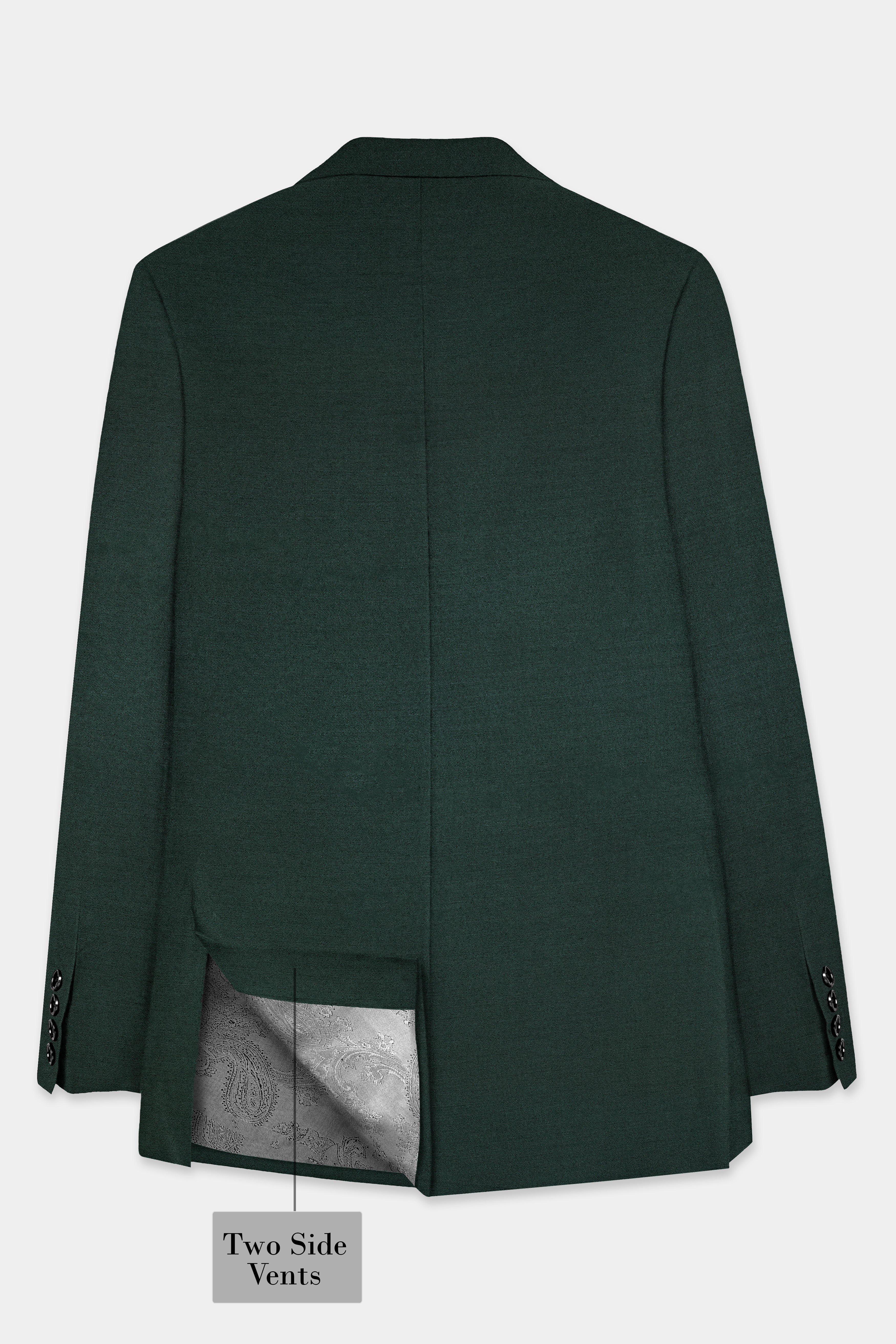 Timber Green Solid Wool Rich Double Breasted Suit