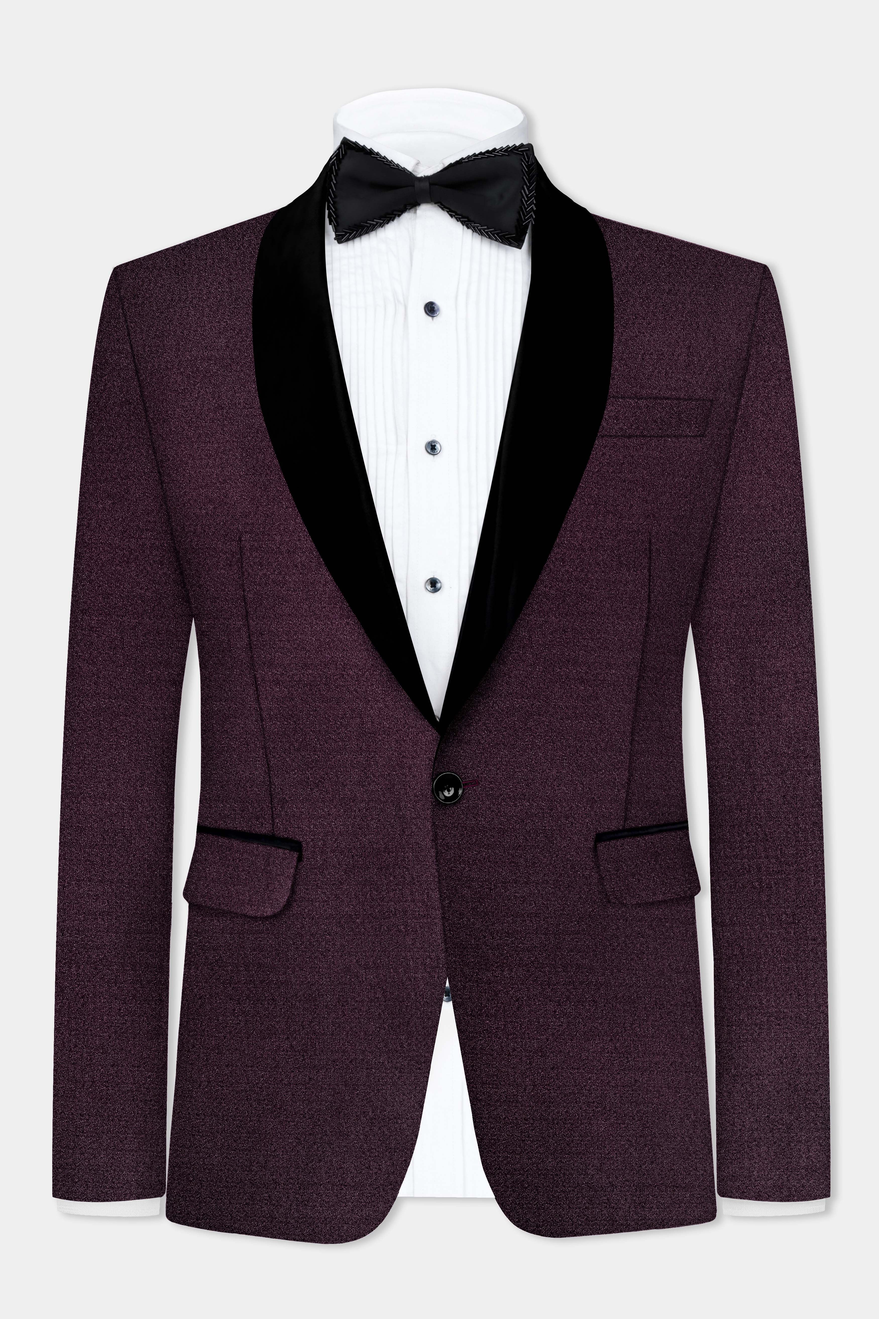 Tamarind Wine Textured Tuxedo Suit