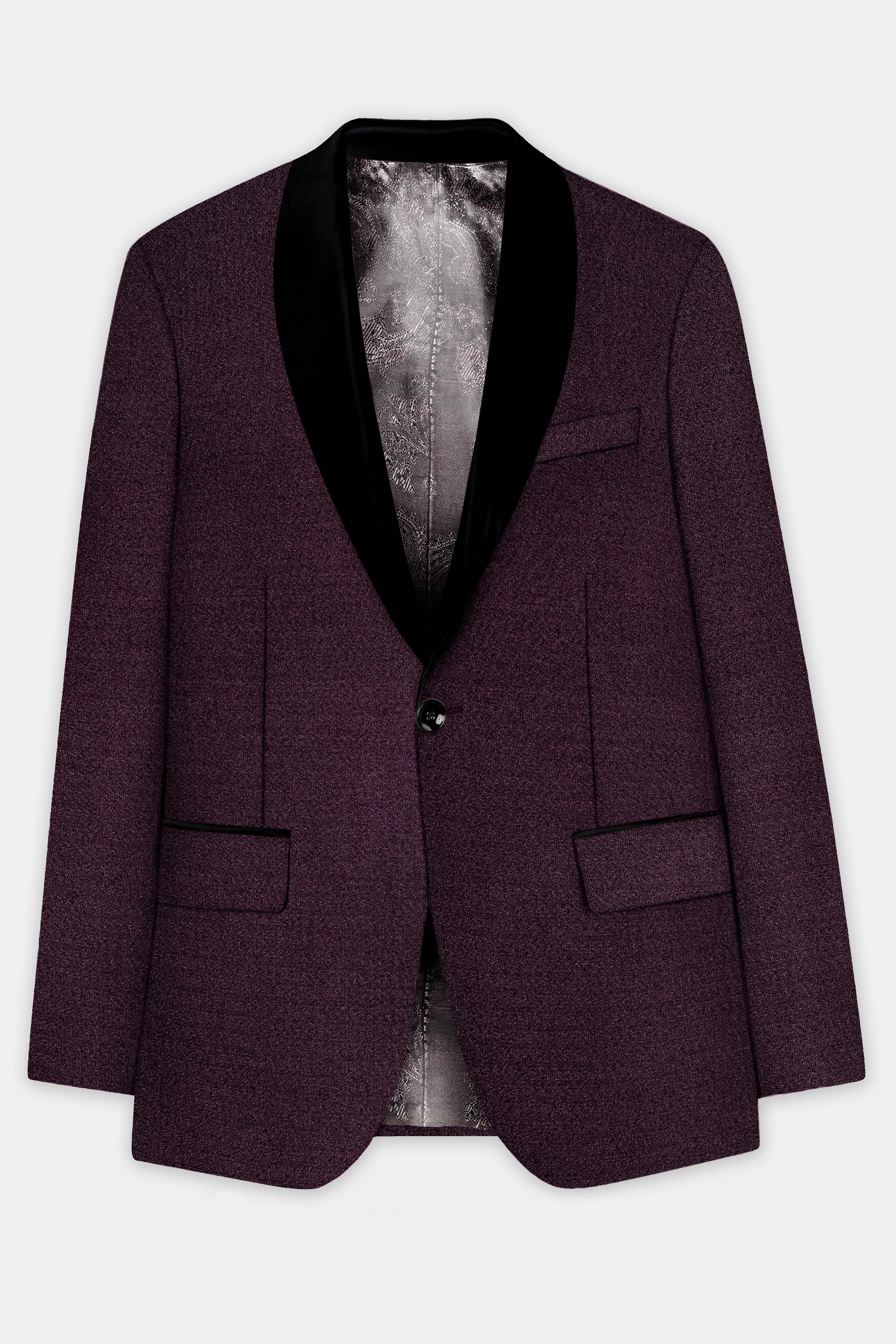 Tamarind Wine Textured Tuxedo Suit