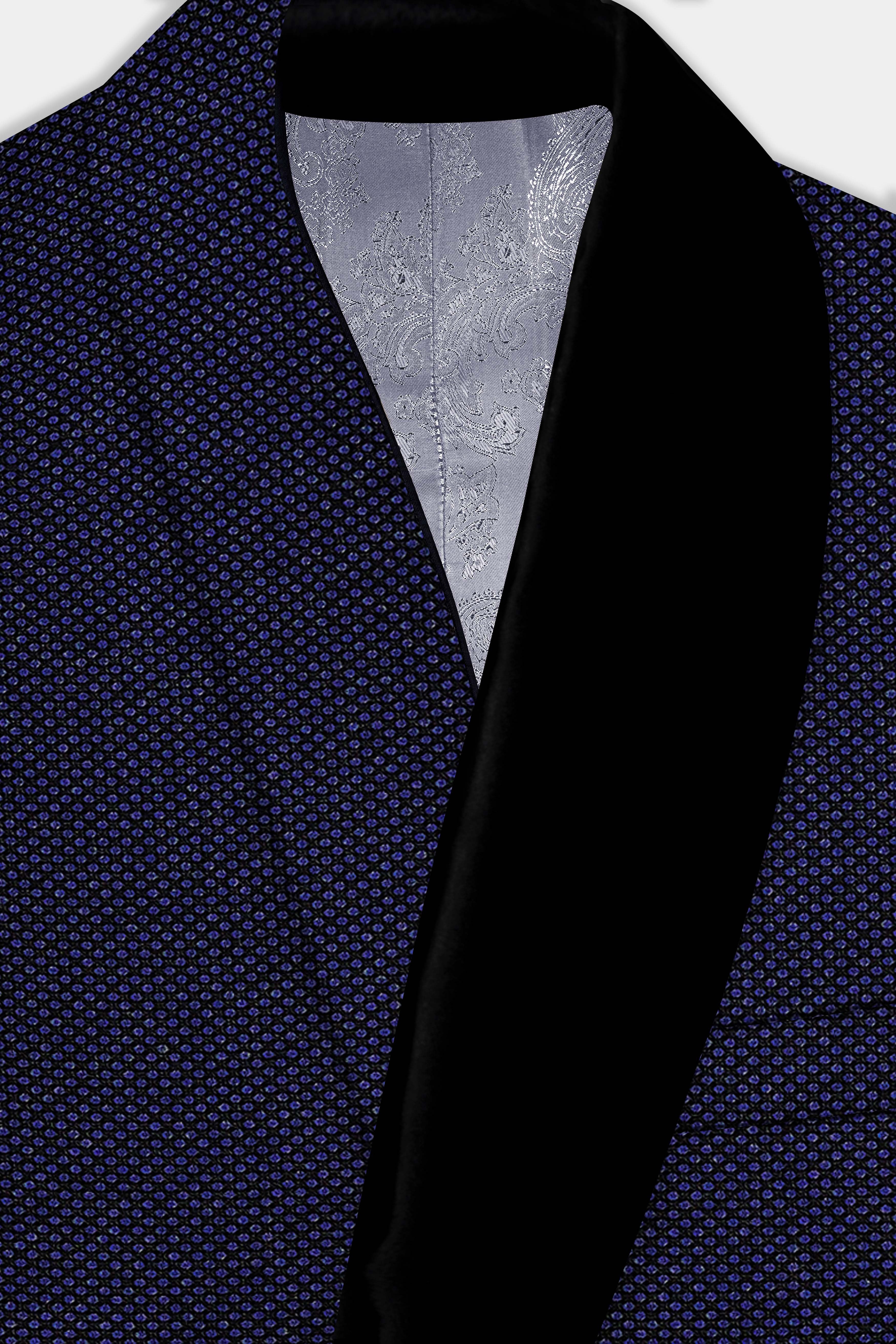 Midnight Blue Textured Wool Rich Tuxedo Suit