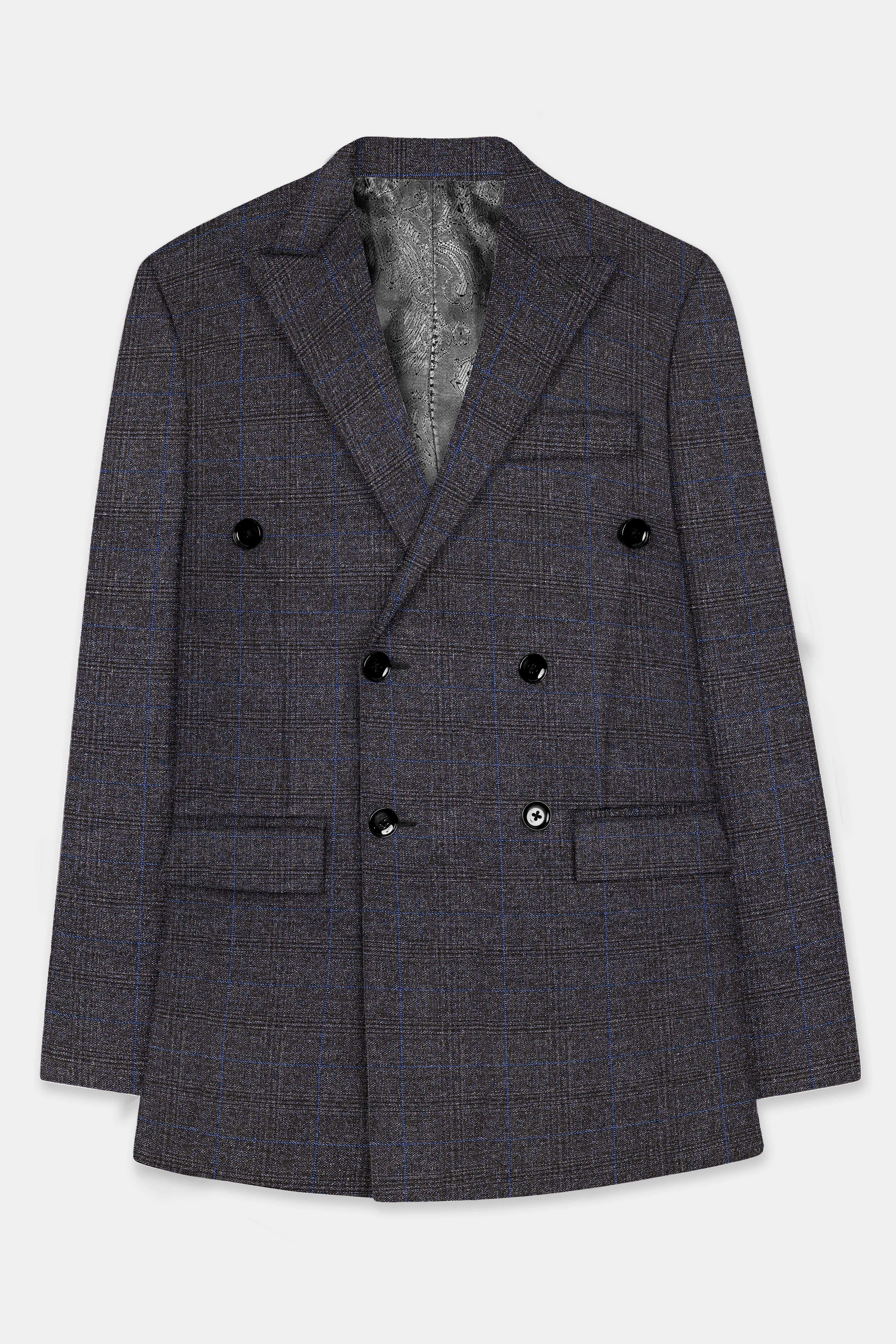 Thunder Gray Plaid Wool Rich Double Breasted Suit