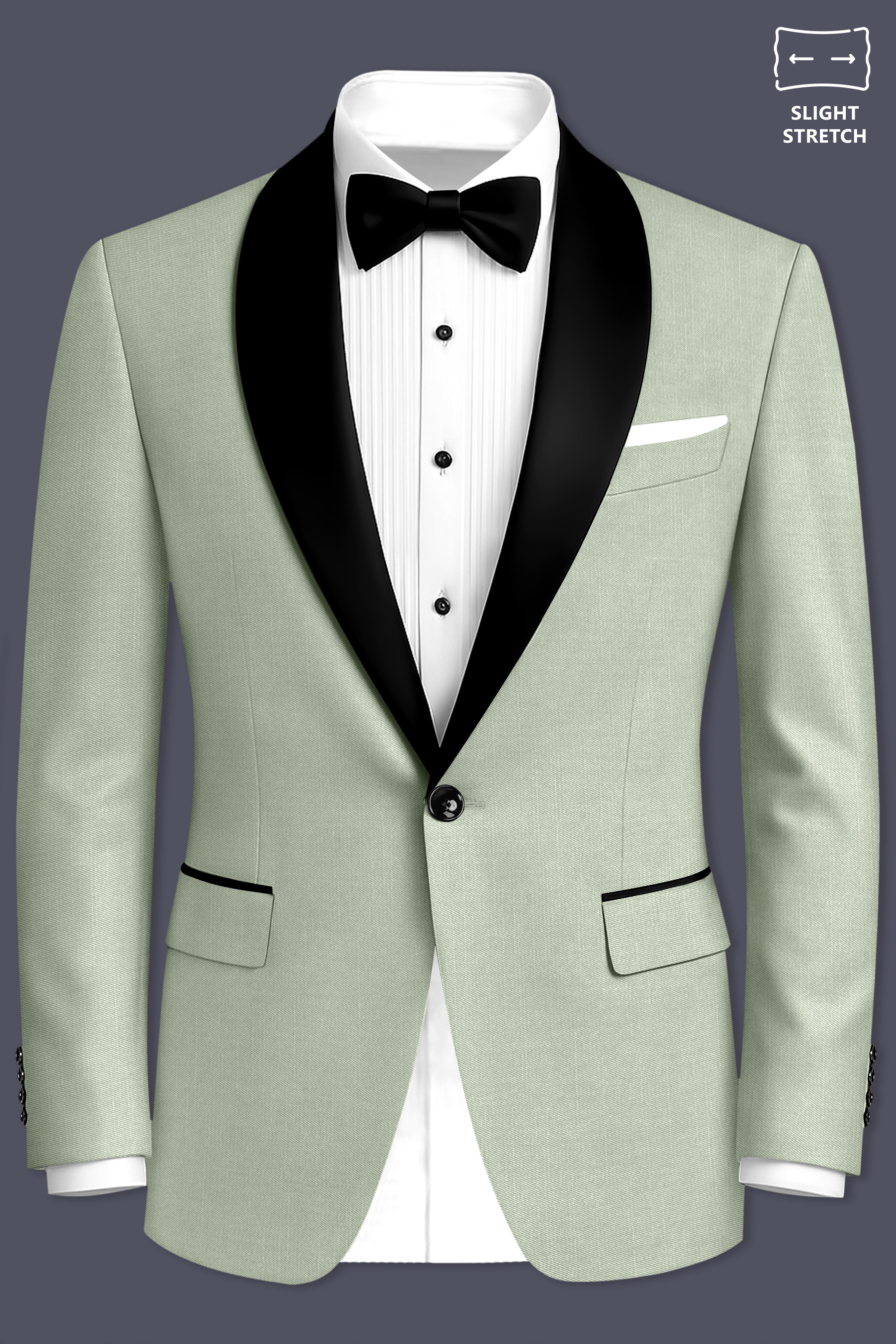 Spanish Green Solid Wool Rich Tuxedo Slight Stretch Suit