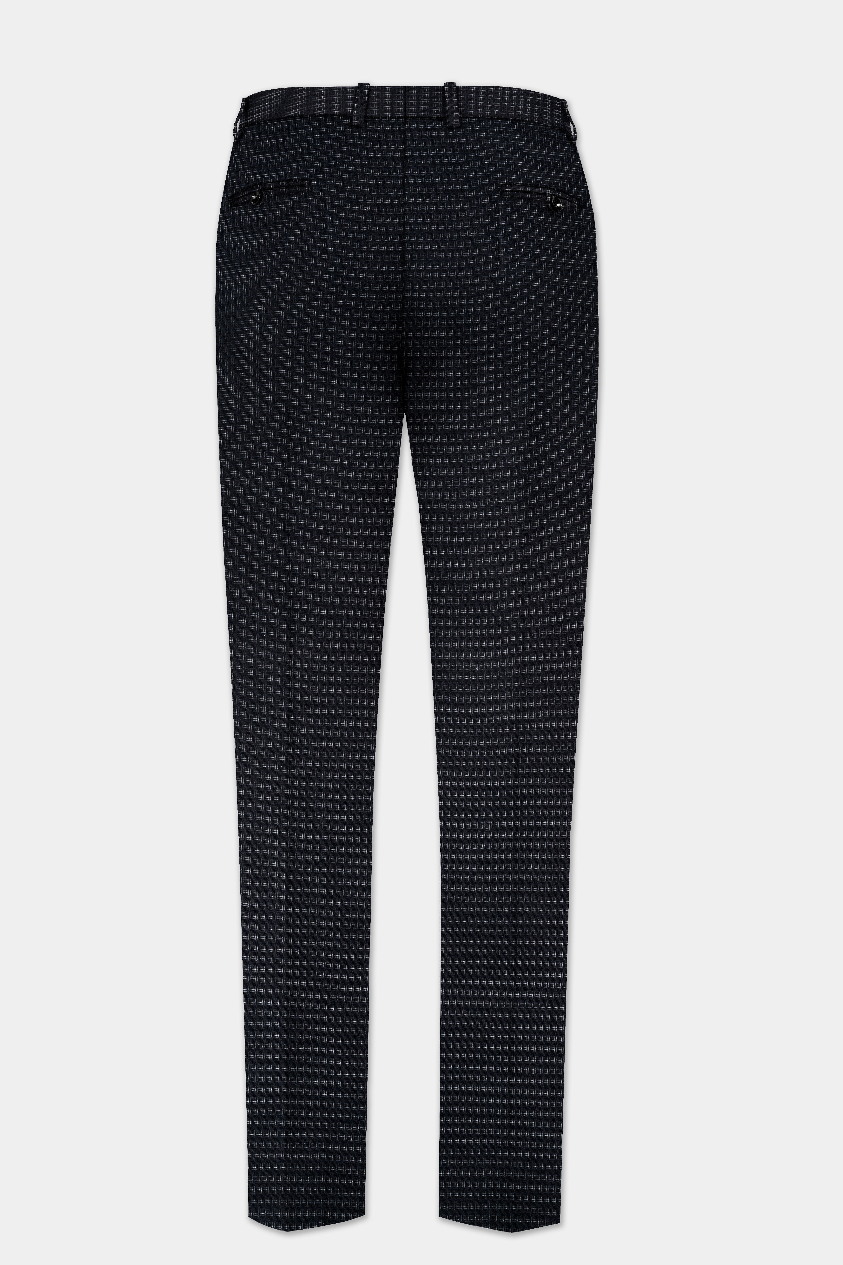 Bunker Black Micro Checked Wool Rich Single Breasted Slim Lapel Suit