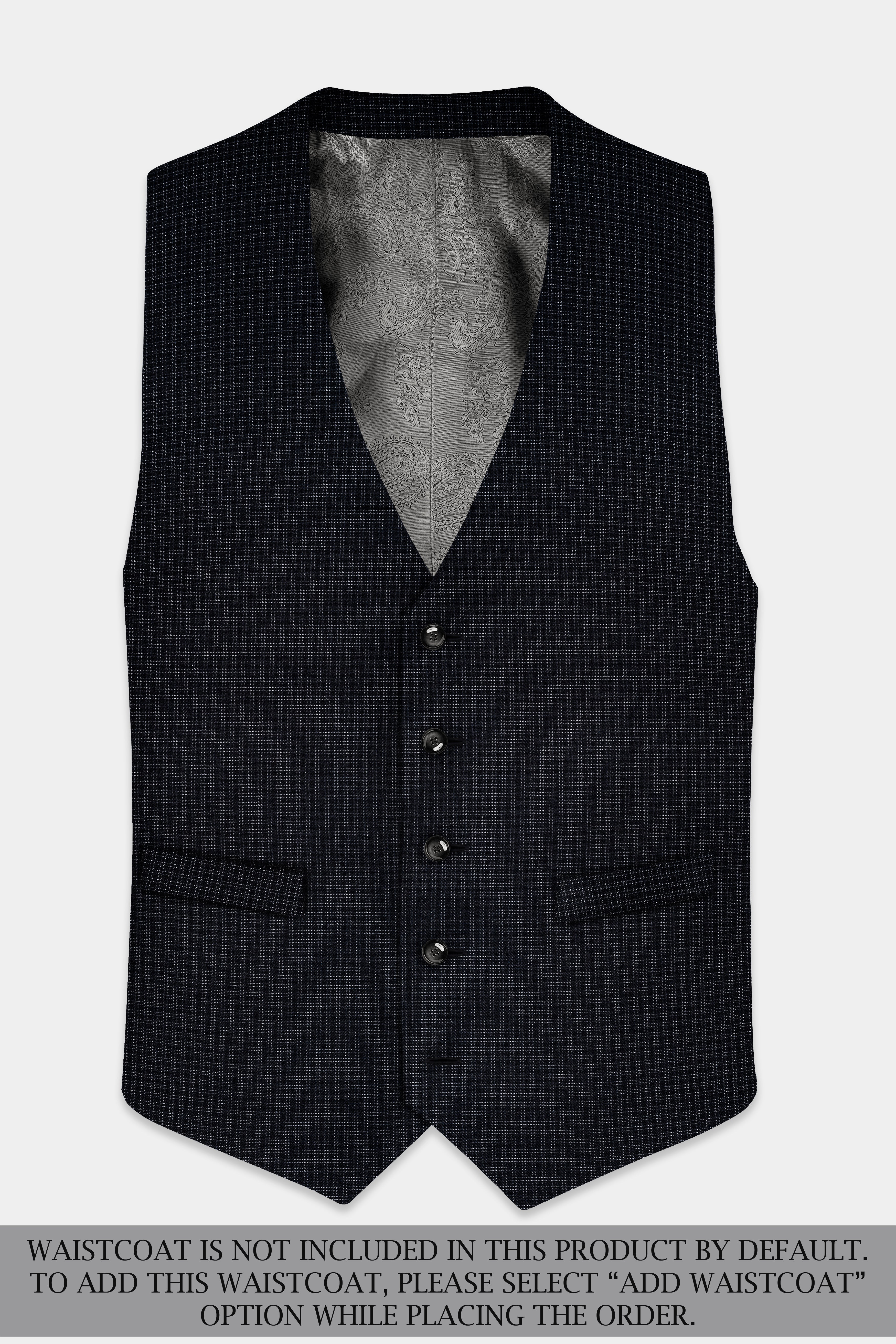 Bunker Black Printed Wool Rich Single Breasted Slim Lapel Suit