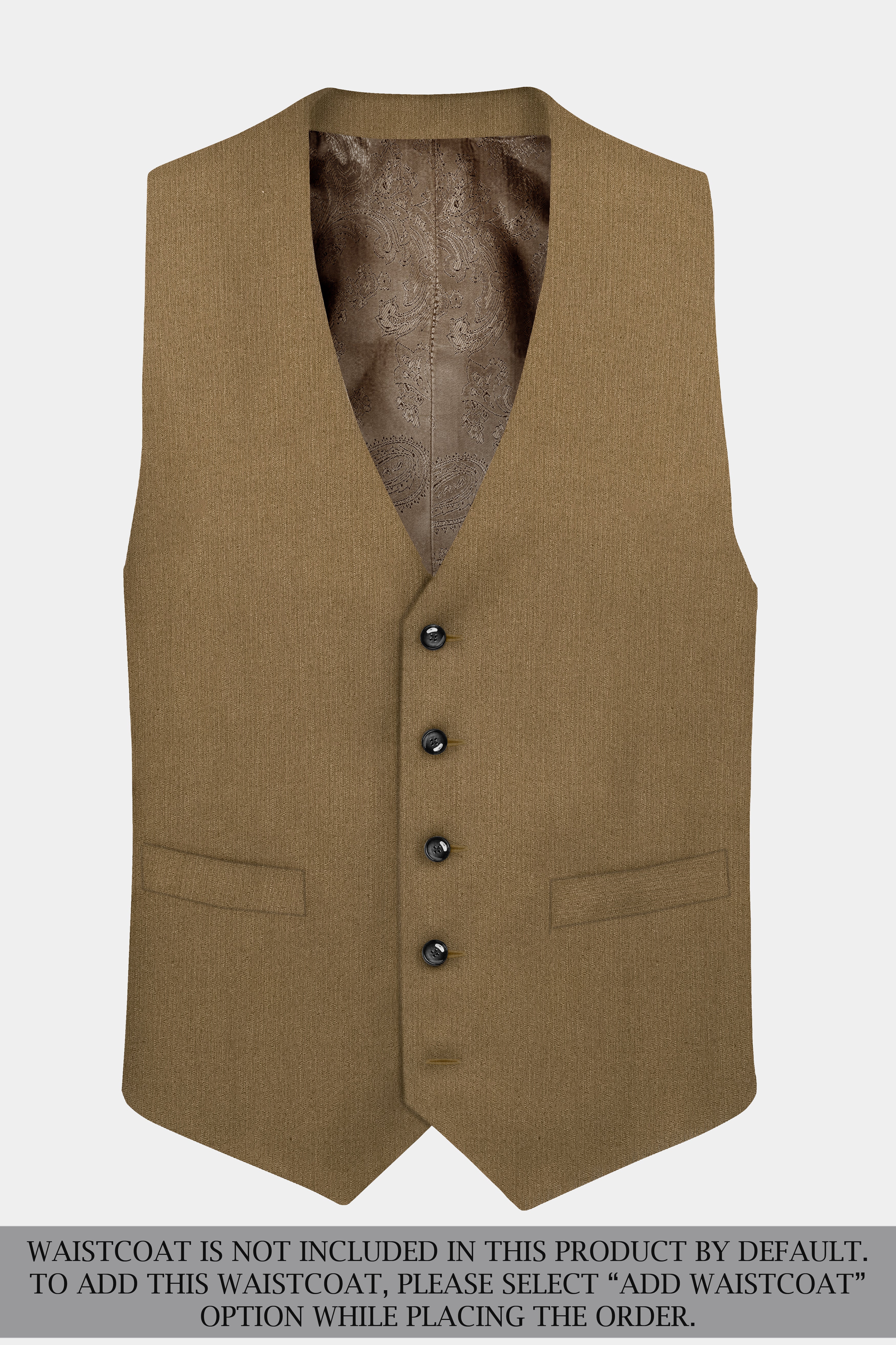 Sandrift Brown Solid Cotton Double Breasted Suit