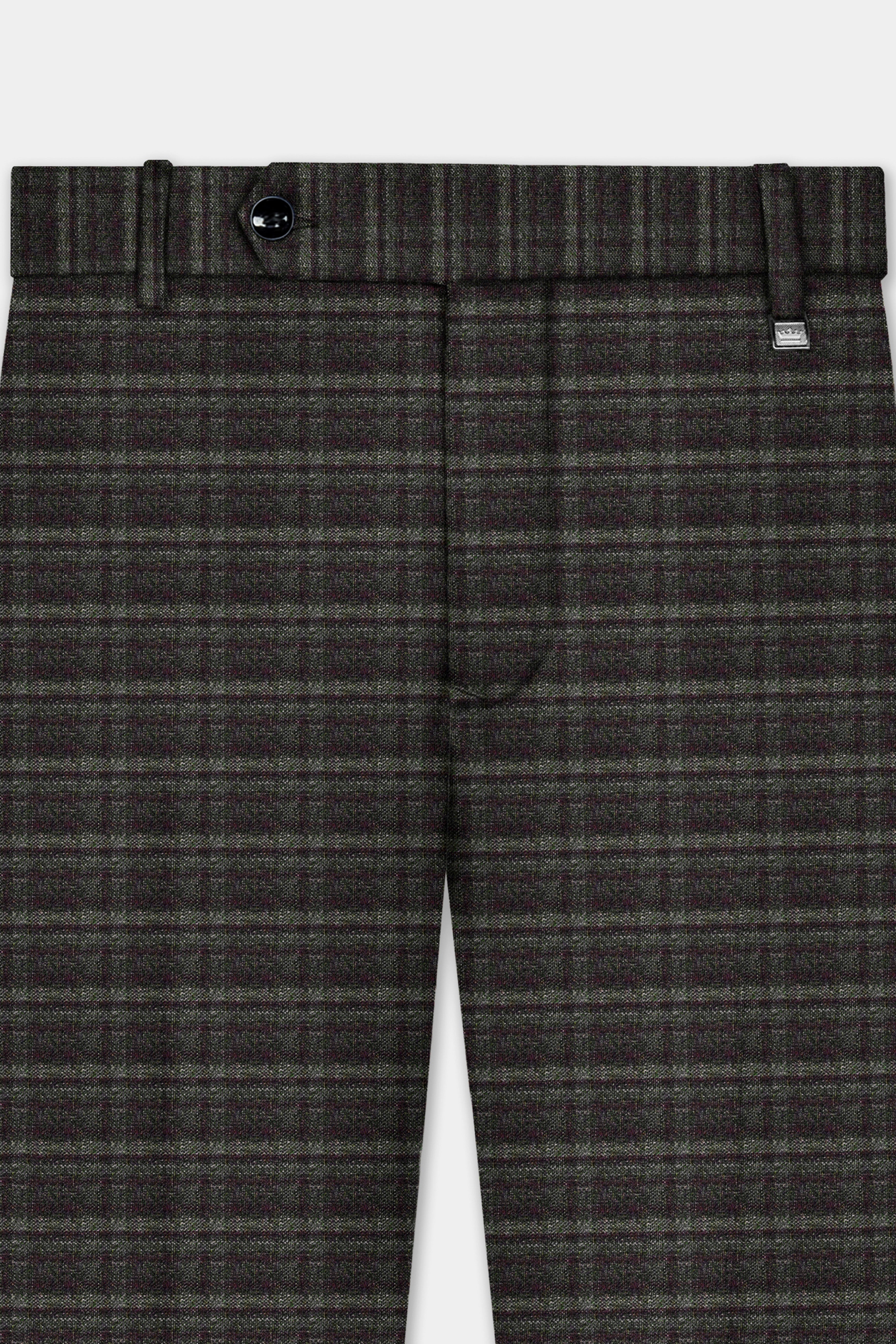 Zeus Gray And Lisbon Green Plaid Wool Rich Double Breasted Suit