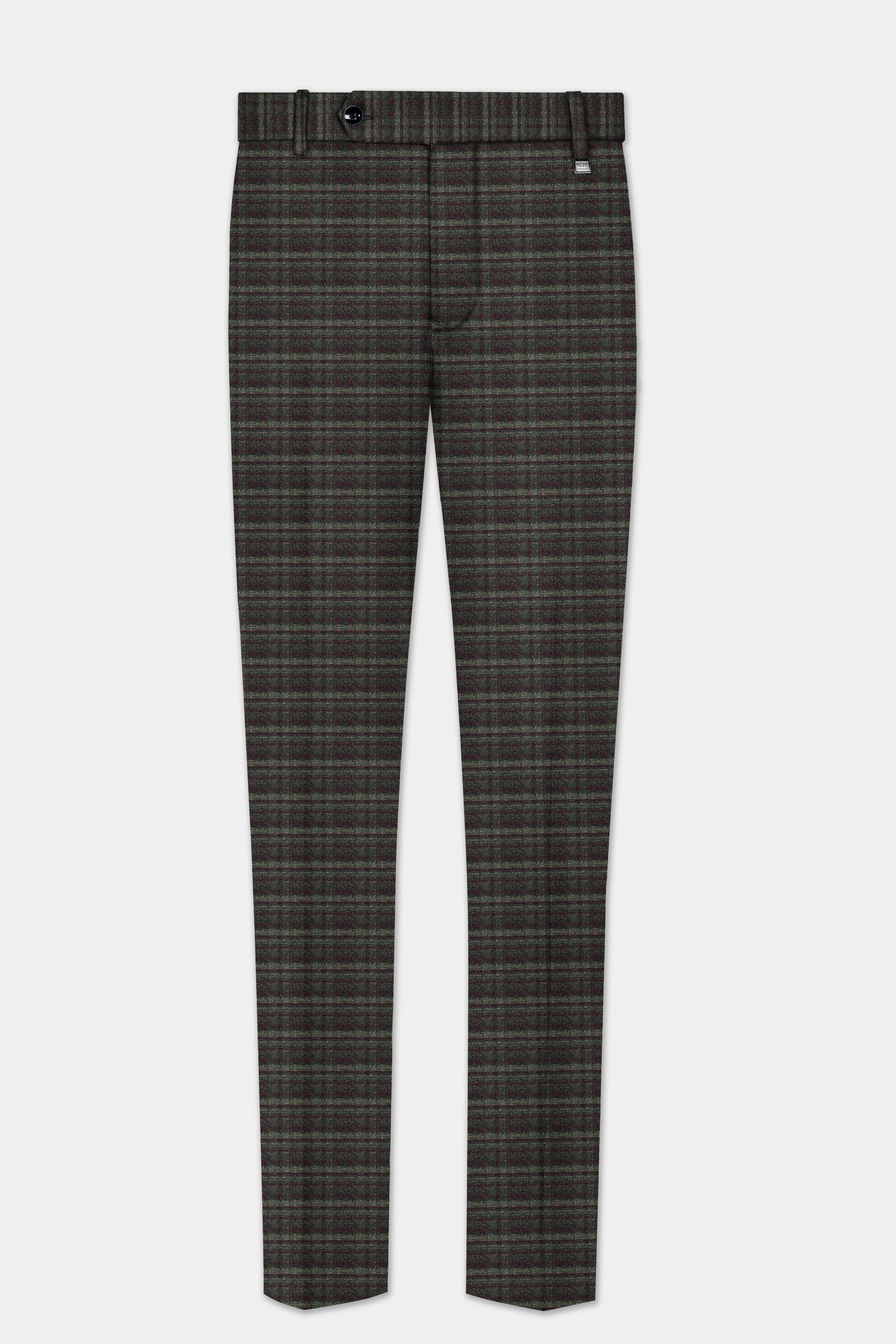 Zeus Gray And Lisbon Green Plaid Wool Rich Double Breasted Suit