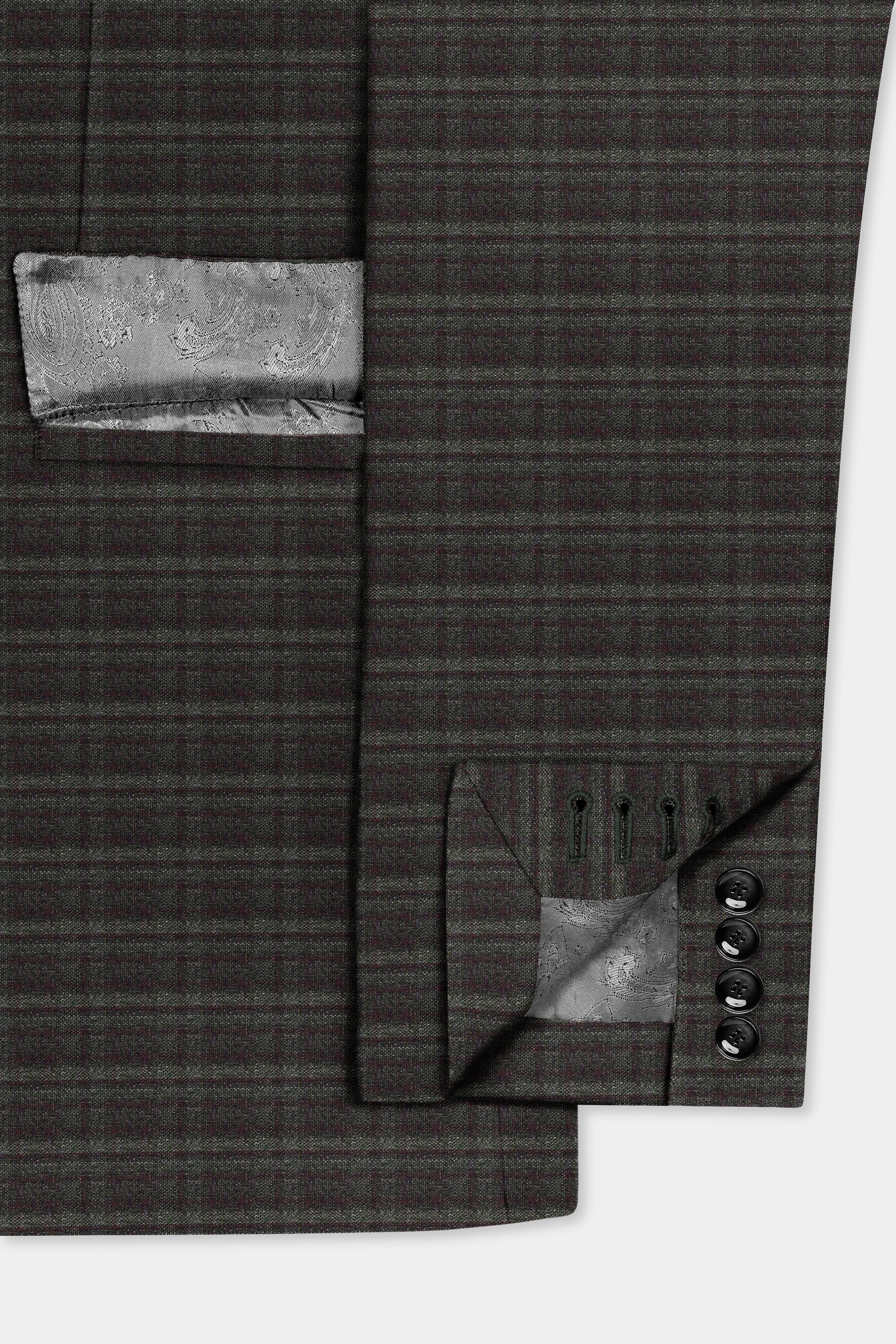 Zeus Gray And Lisbon Green Plaid Wool Rich Double Breasted Suit