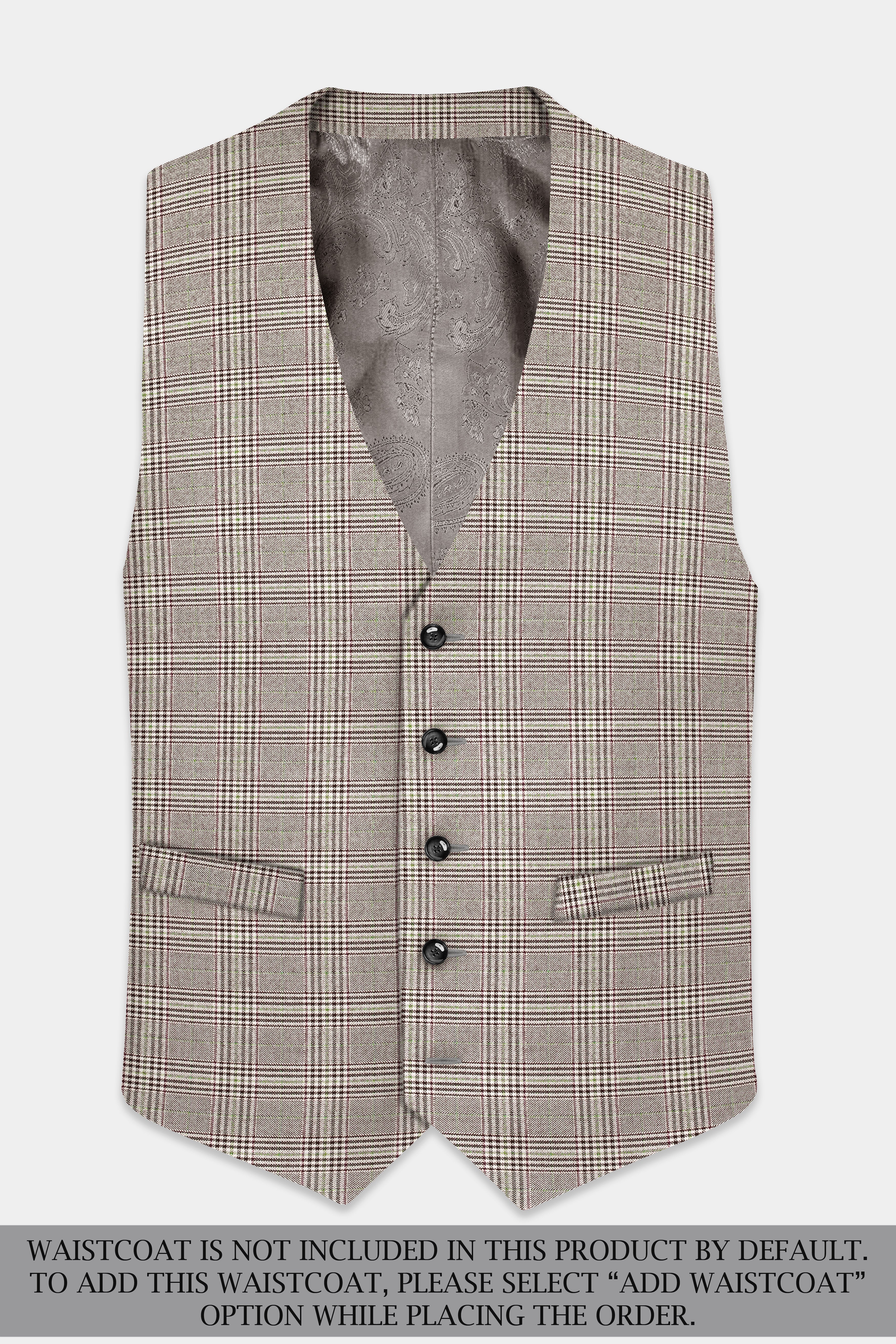 Café Noir Brown Plaid Wool Rich Single Breasted Suit