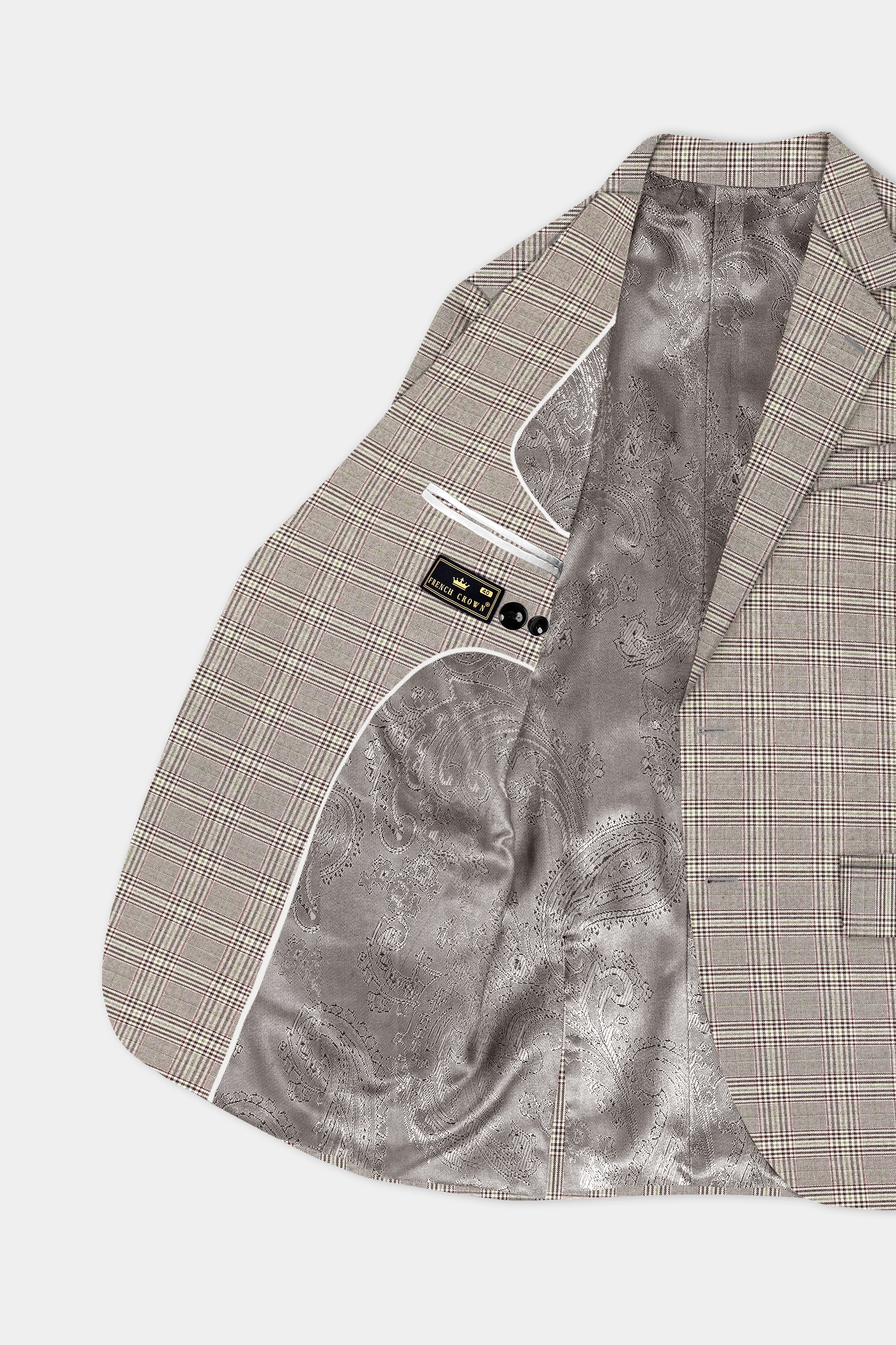 Café Noir Brown Plaid Wool Rich Single Breasted Suit