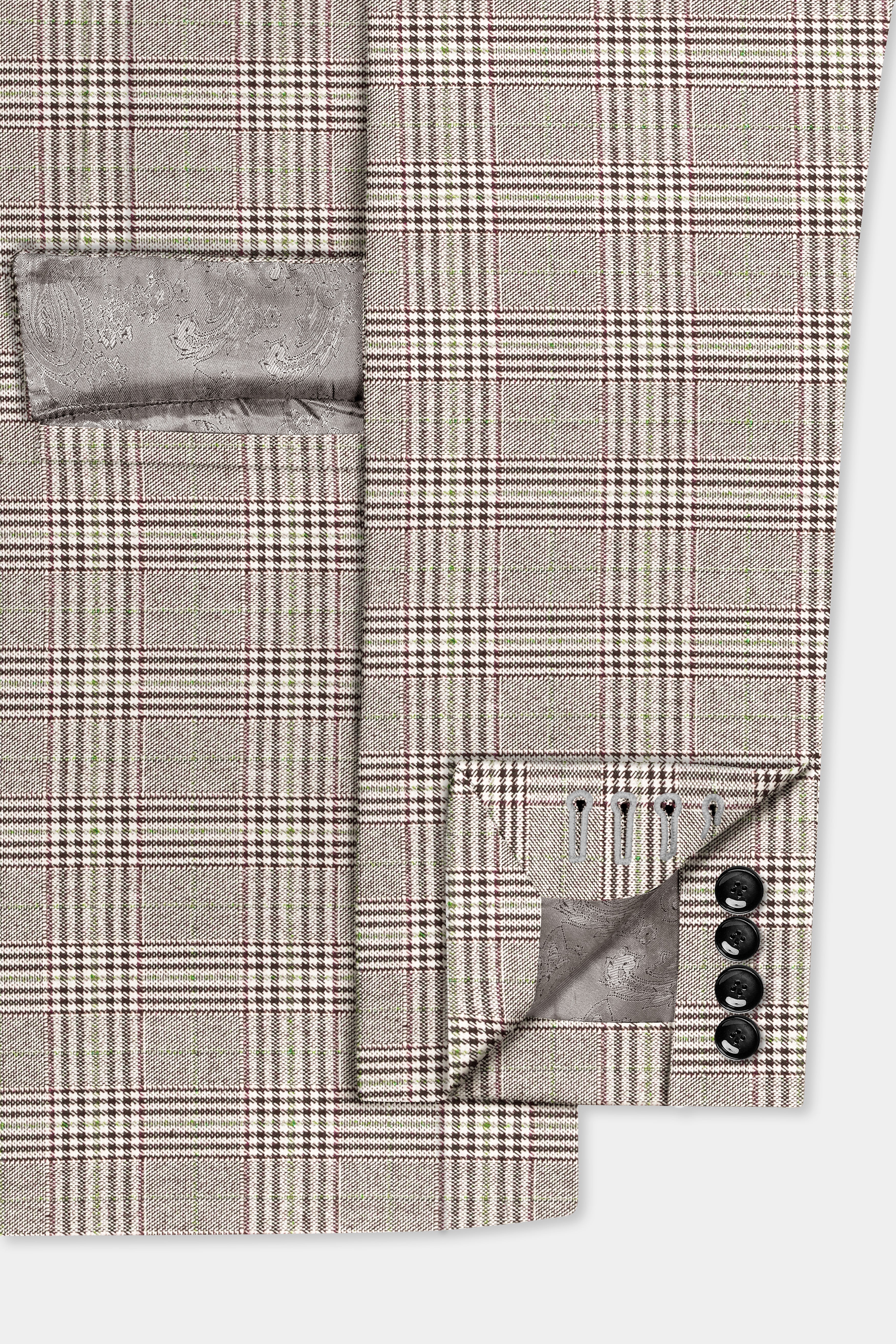 Café Noir Brown Plaid Wool Rich Single Breasted Suit