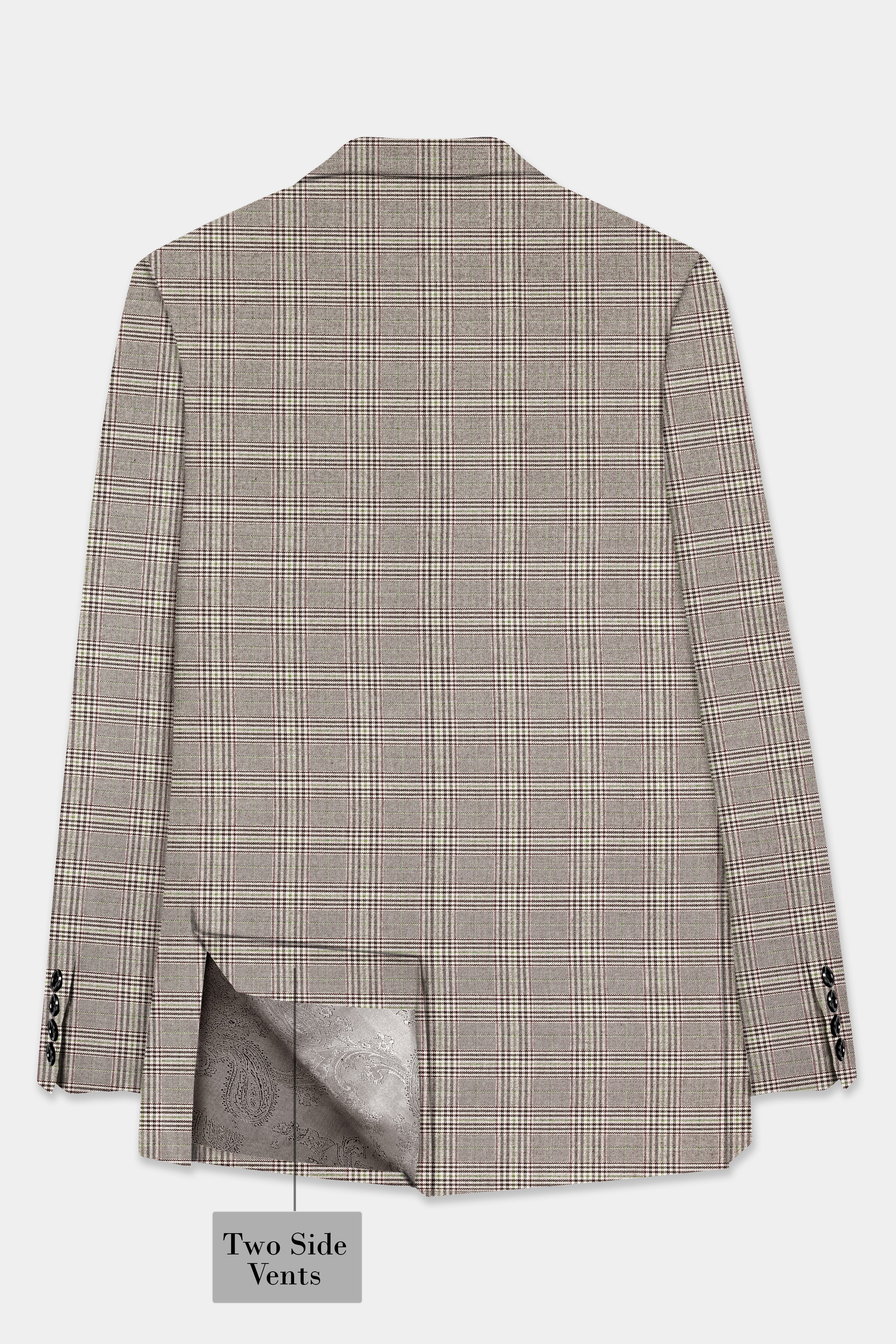 Café Noir Brown Plaid Wool Rich Single Breasted Suit