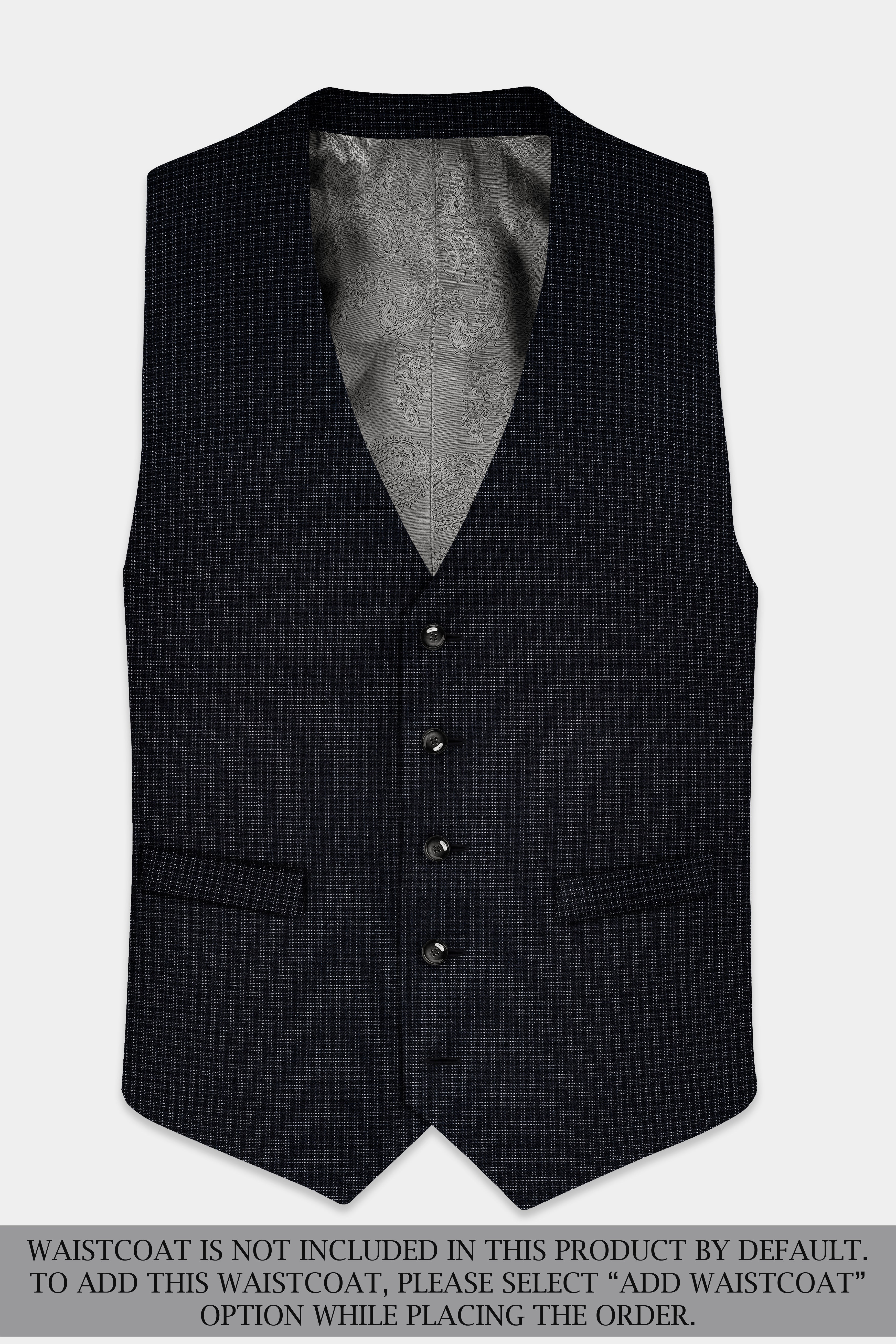 Bunker Black Printed Wool Rich Double Breasted Suit