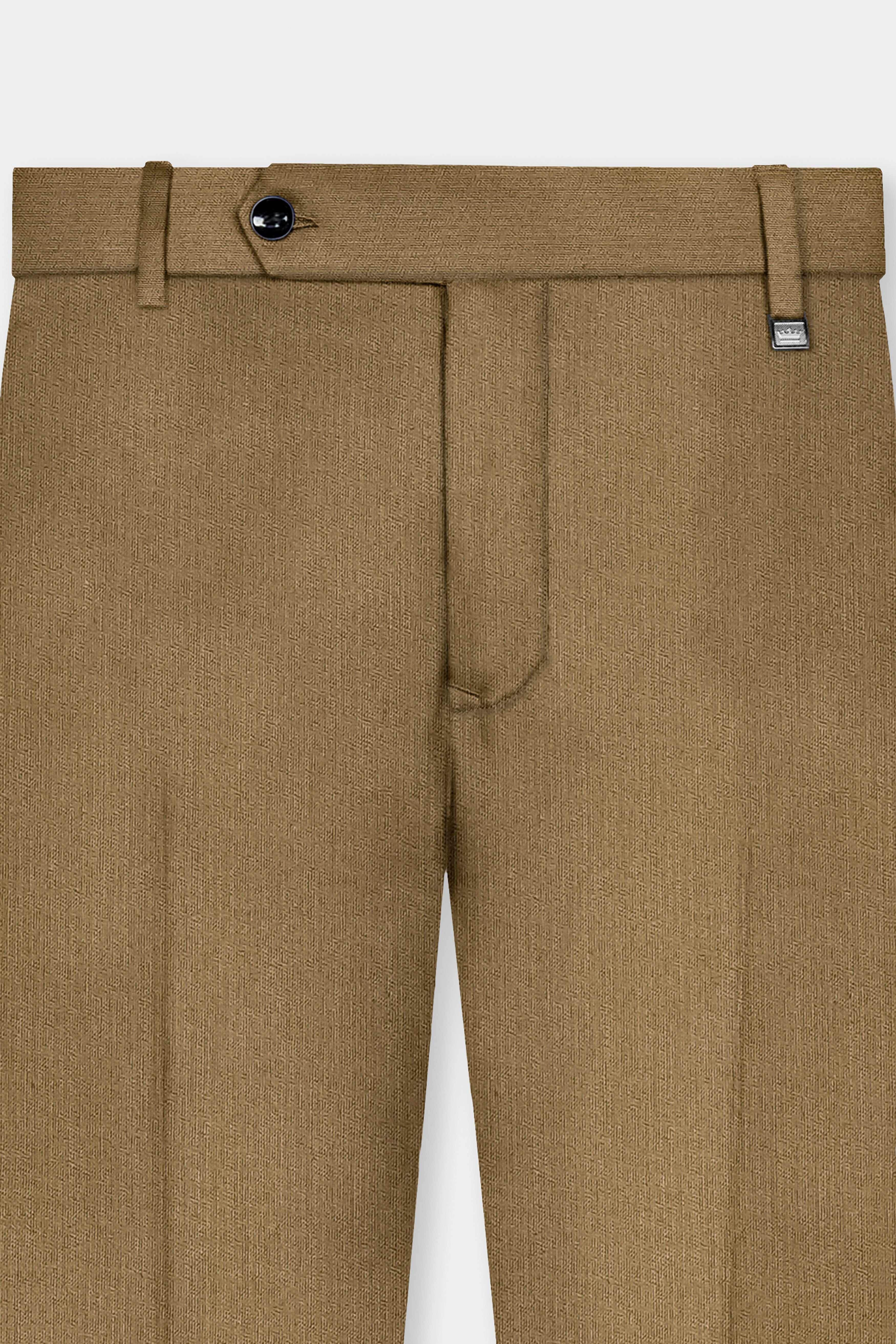 Sandrift Brown Solid Cotton Single Breasted Suit