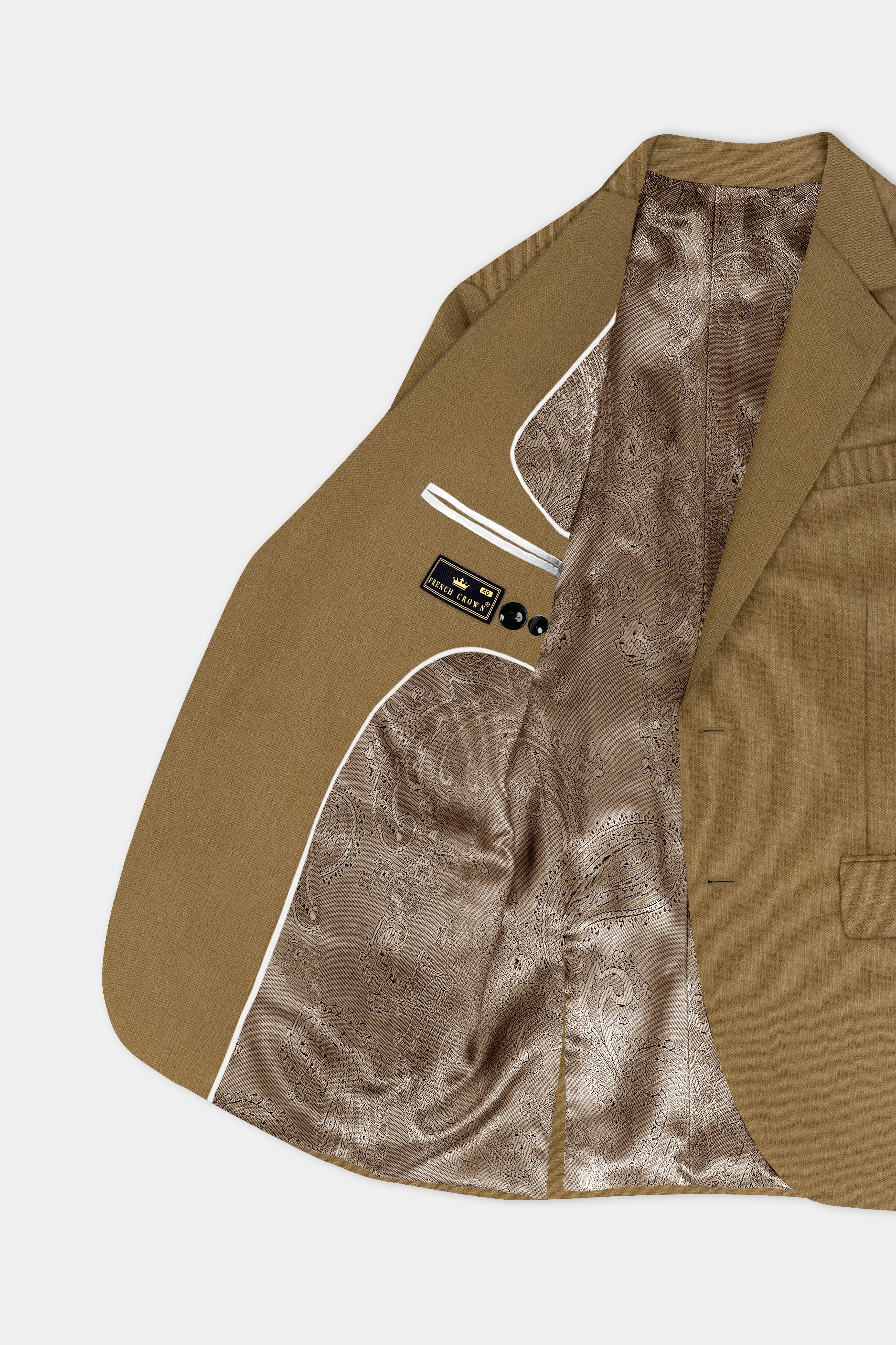 Sandrift Brown Solid Cotton Single Breasted Suit