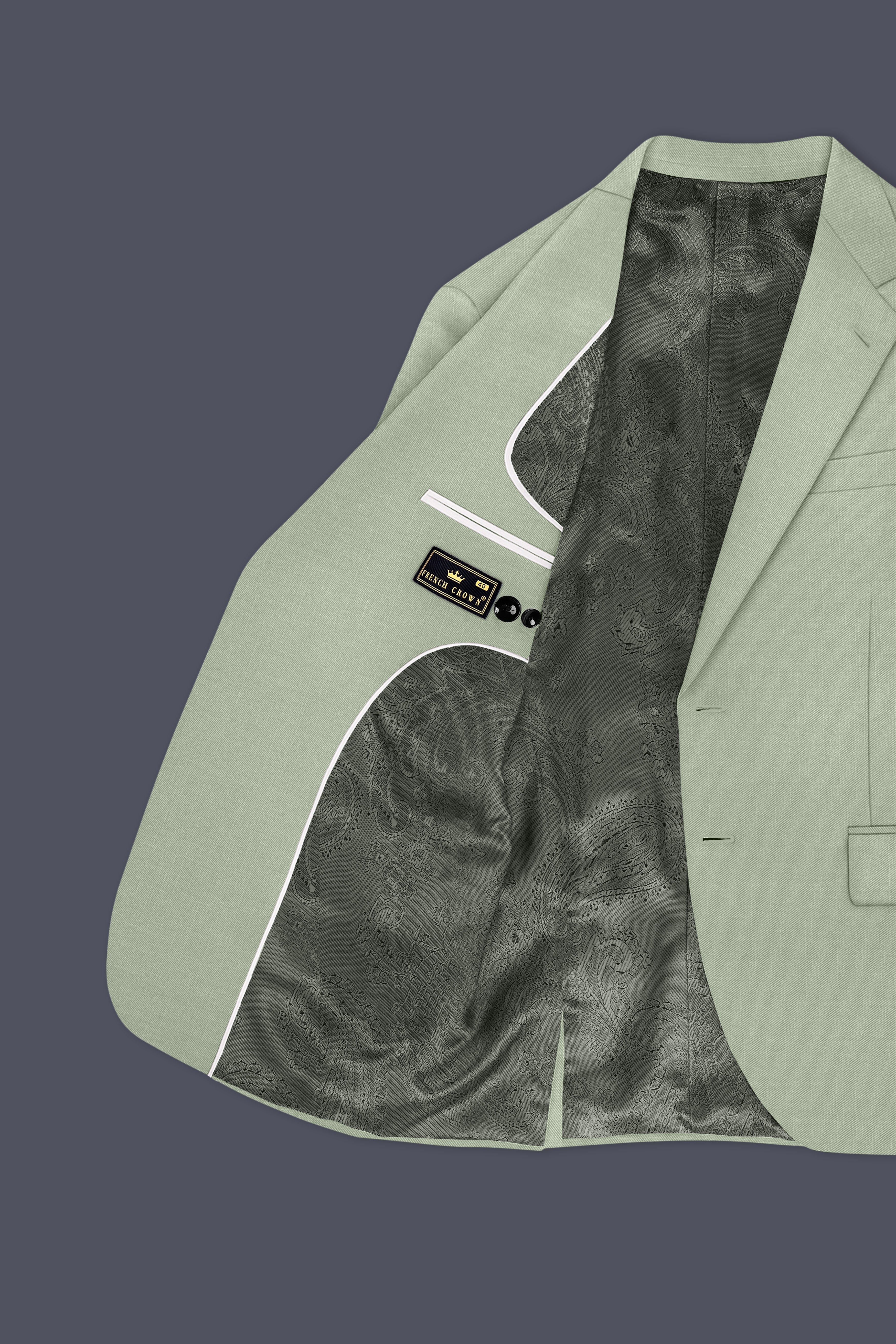 Spanish Green Solid Wool Rich Single Breasted Slight Stretch Suit